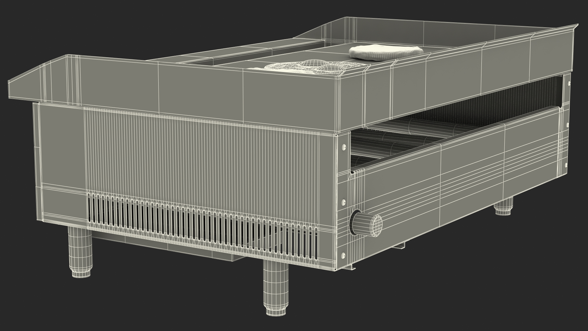 Medium Size Flat Top Gas Countertop Griddle with Meals 3D model
