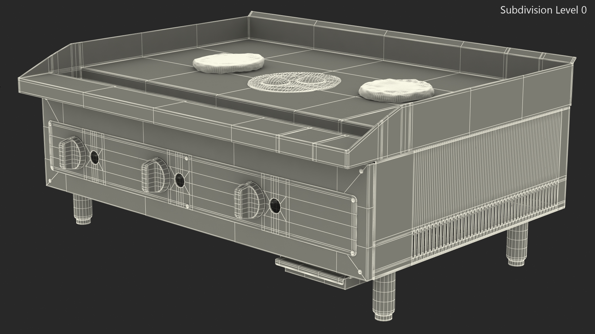 Medium Size Flat Top Gas Countertop Griddle with Meals 3D model