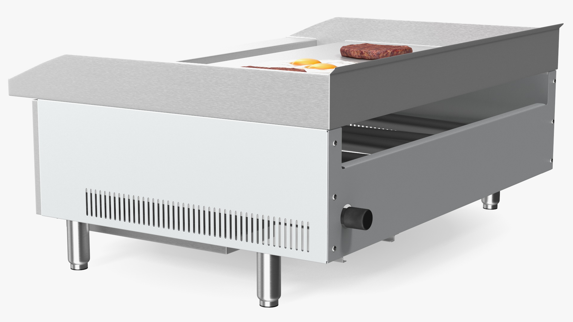 Medium Size Flat Top Gas Countertop Griddle with Meals 3D model