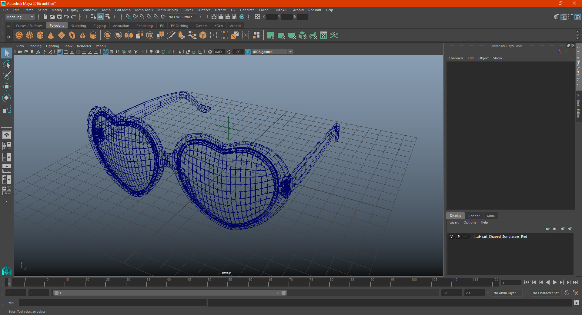 Heart Shaped Sunglasses Red 3D