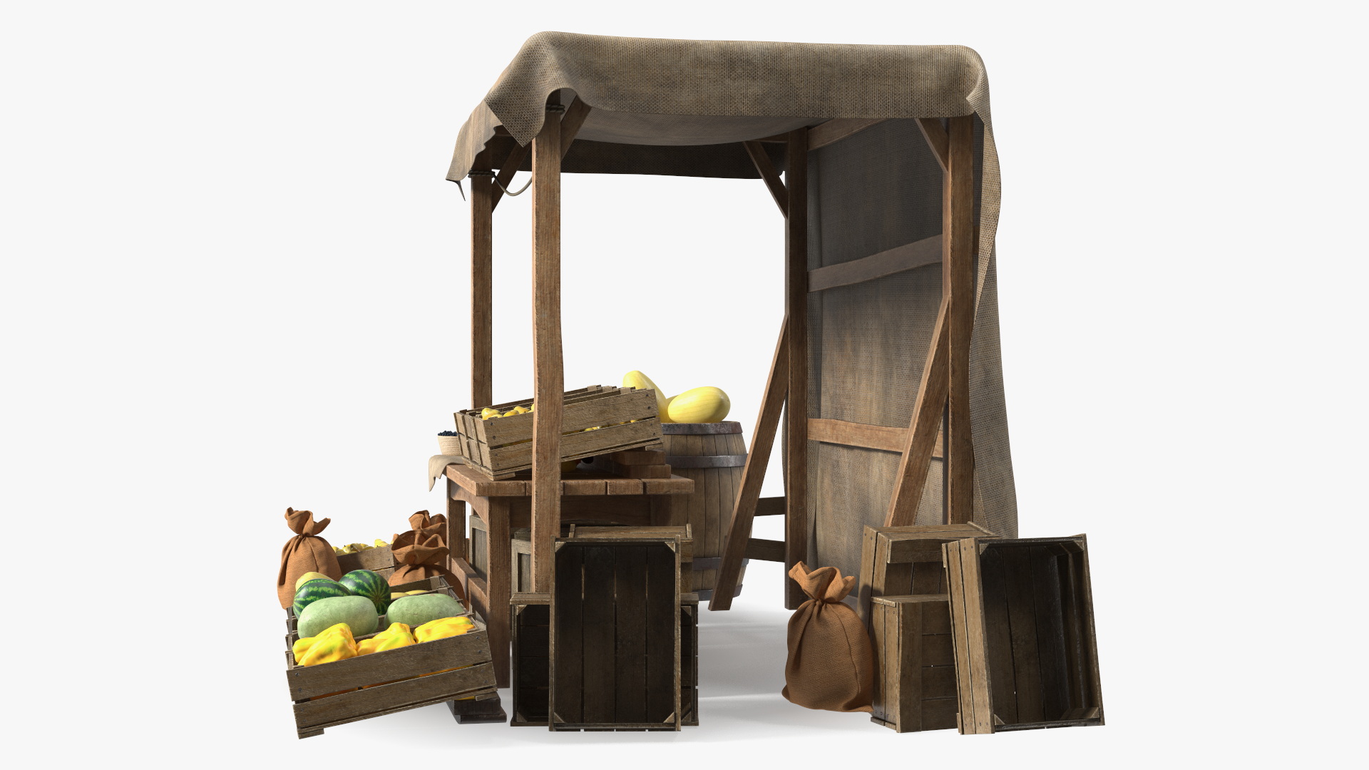 3D Medieval Market Stall