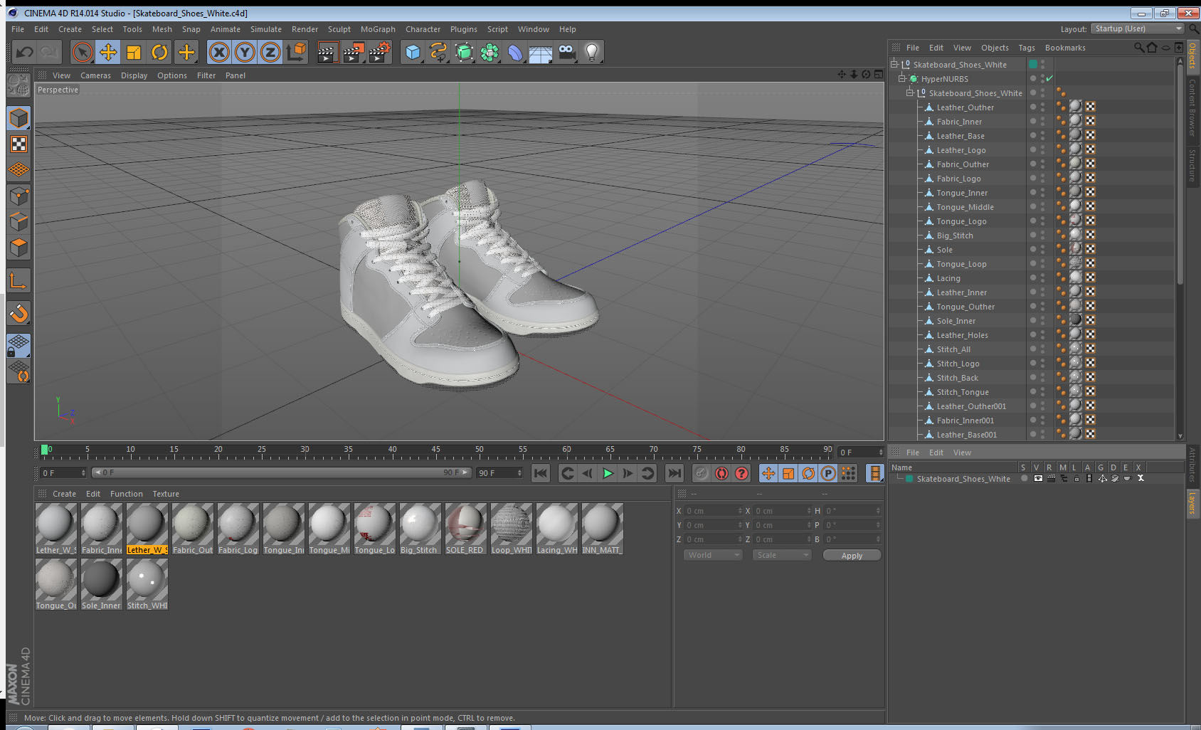 Skateboard Shoes White 3D