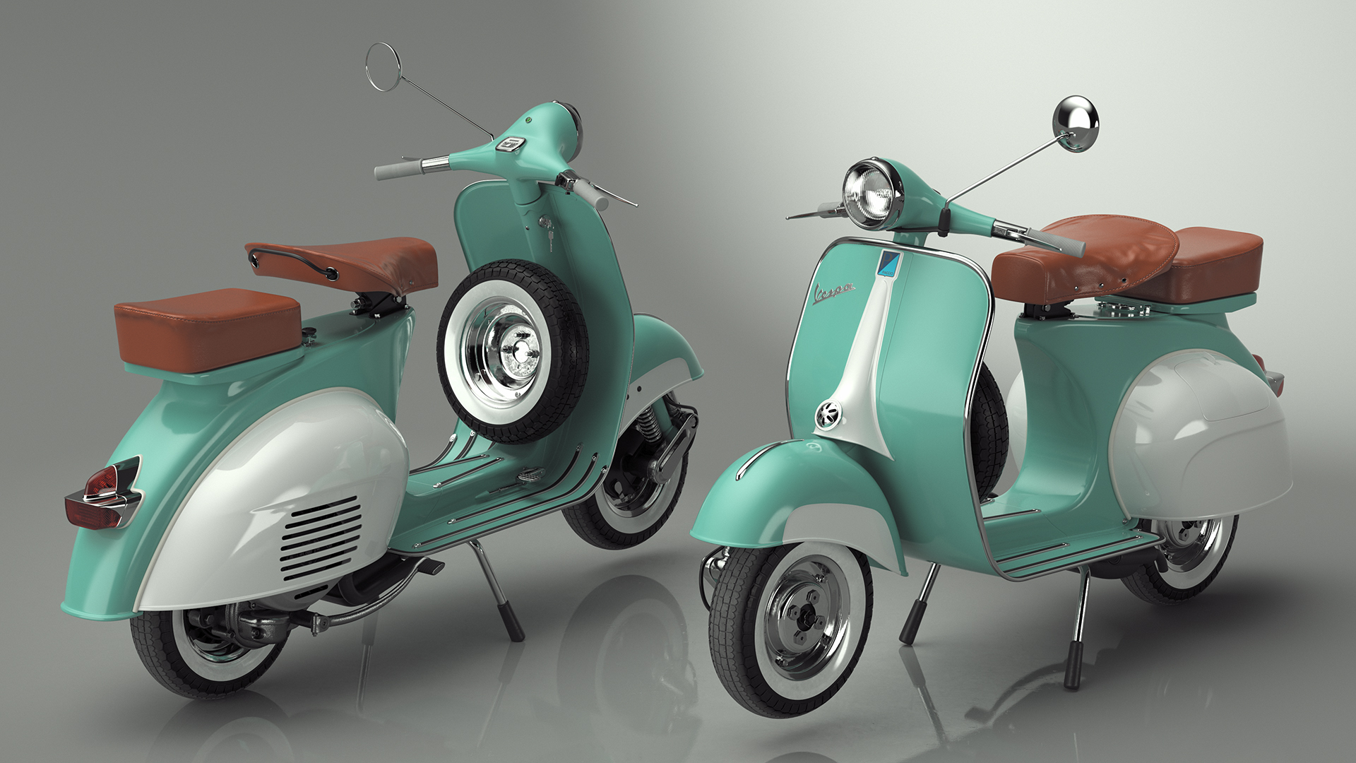 3D Vintage Vespa 125 Scooter Green