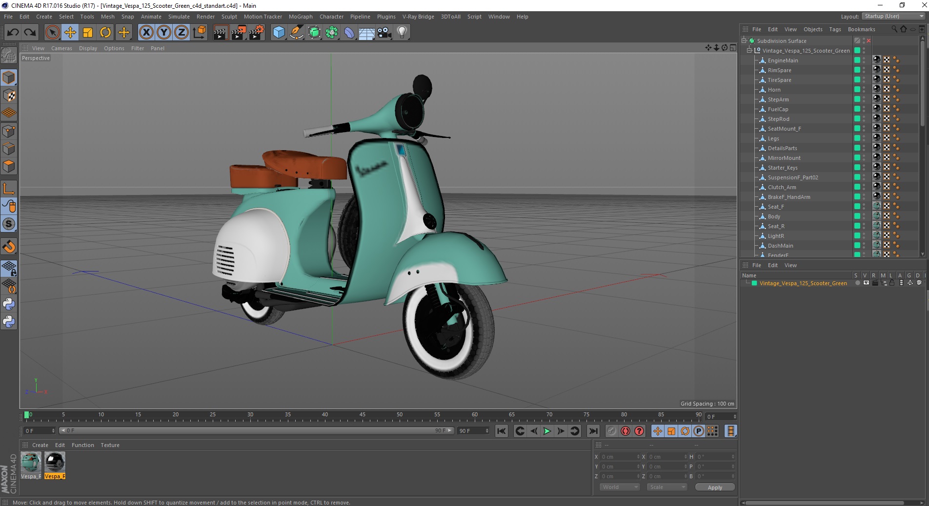 3D Vintage Vespa 125 Scooter Green
