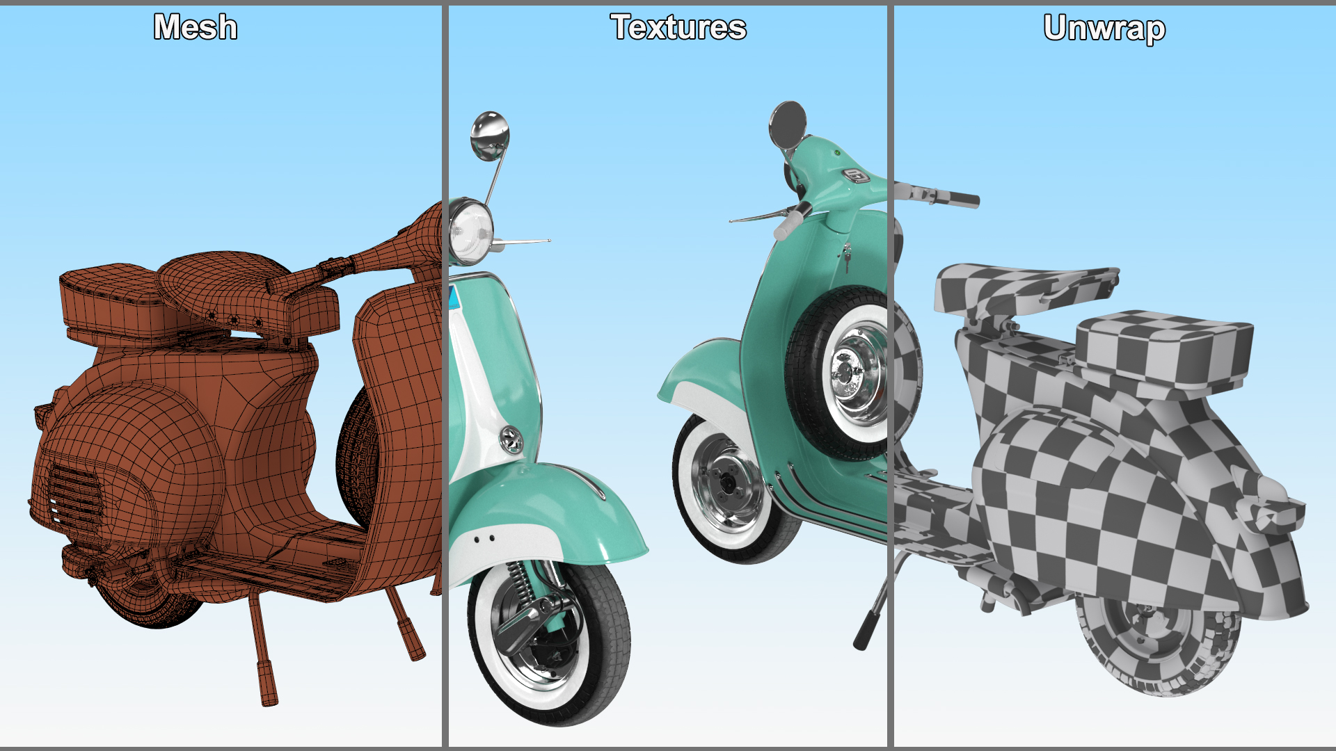 3D Vintage Vespa 125 Scooter Green