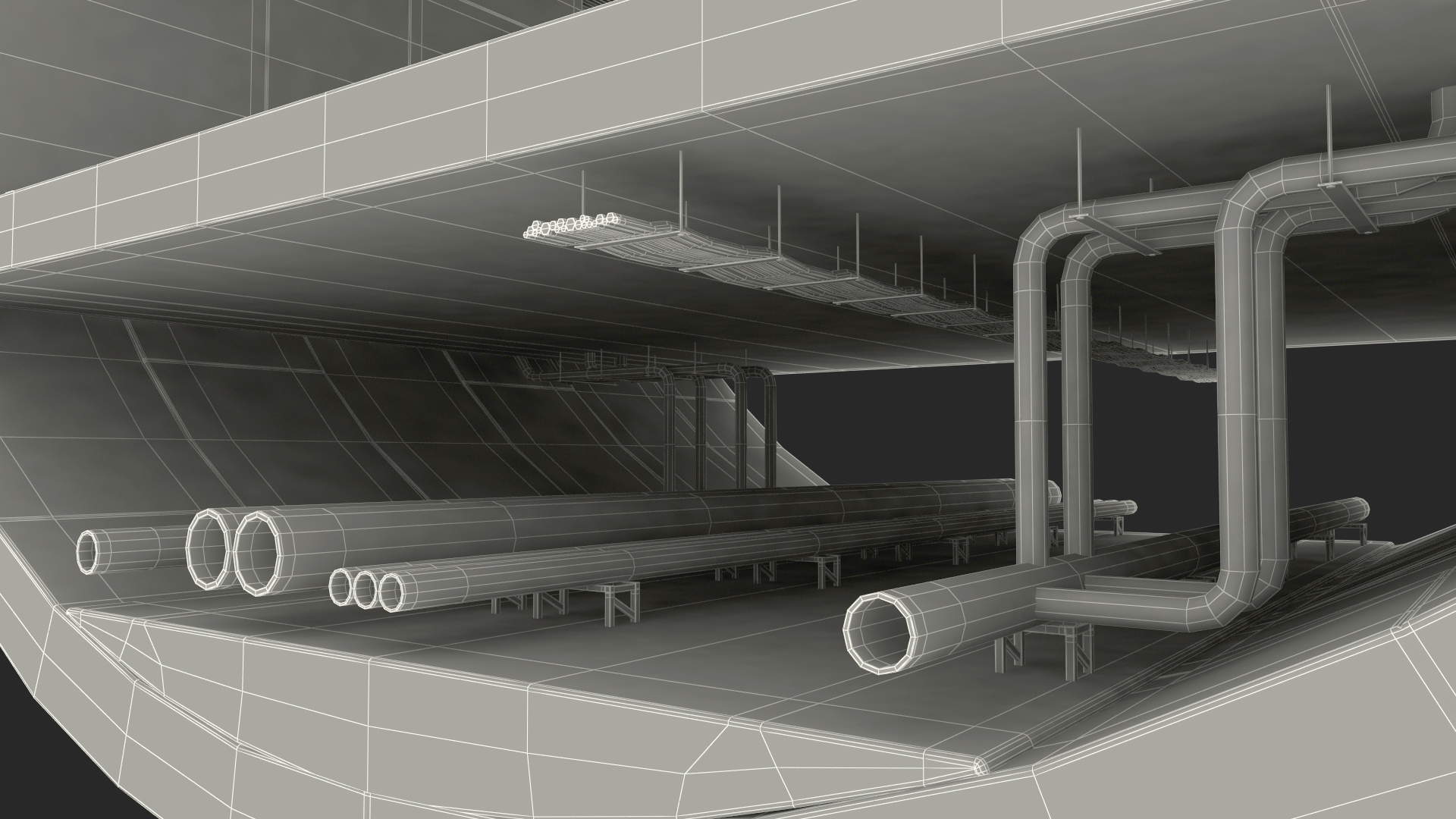 3D model Two Level Tunnel Cross Section with Cars