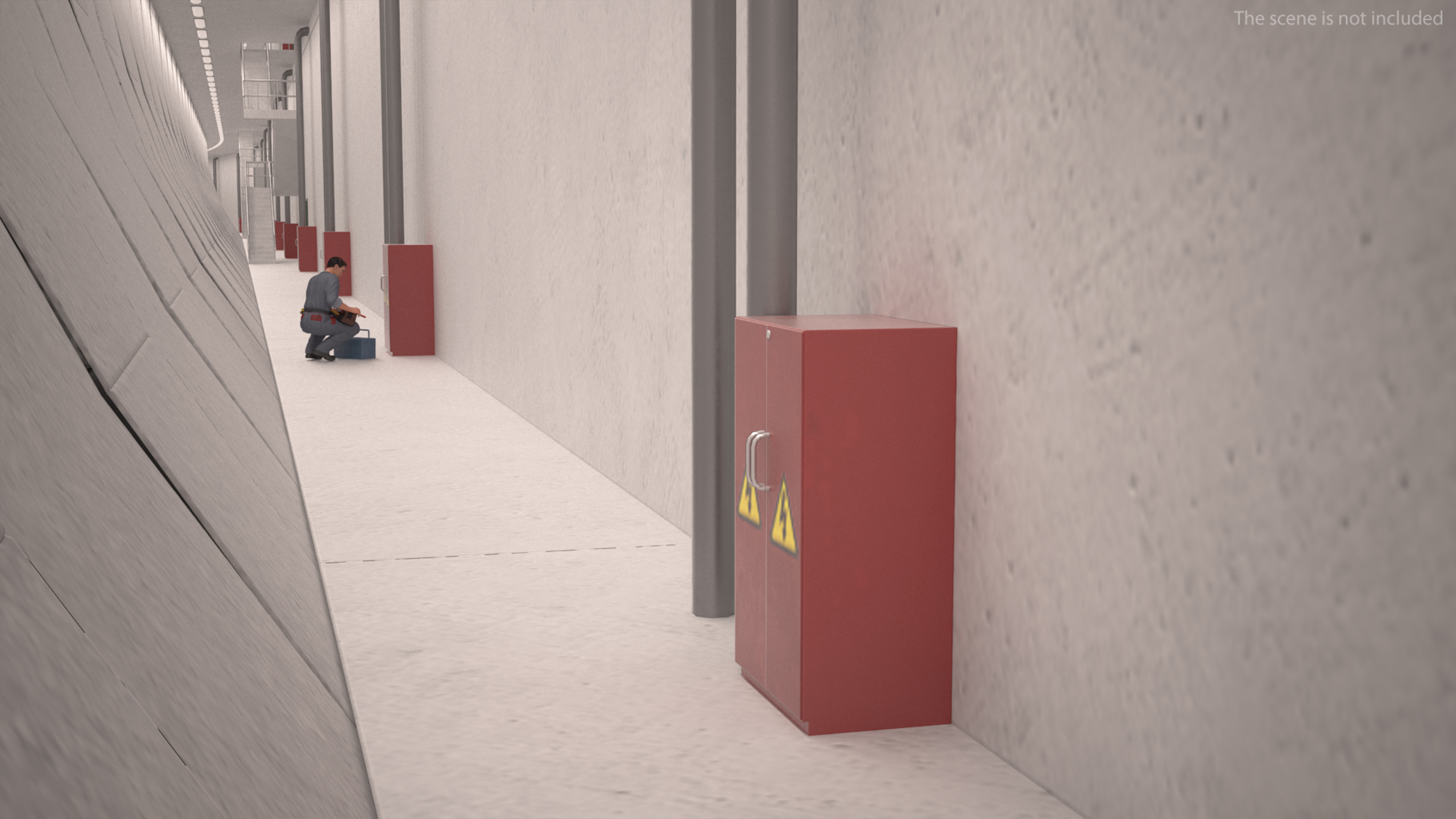 3D model Two Level Tunnel Cross Section with Cars
