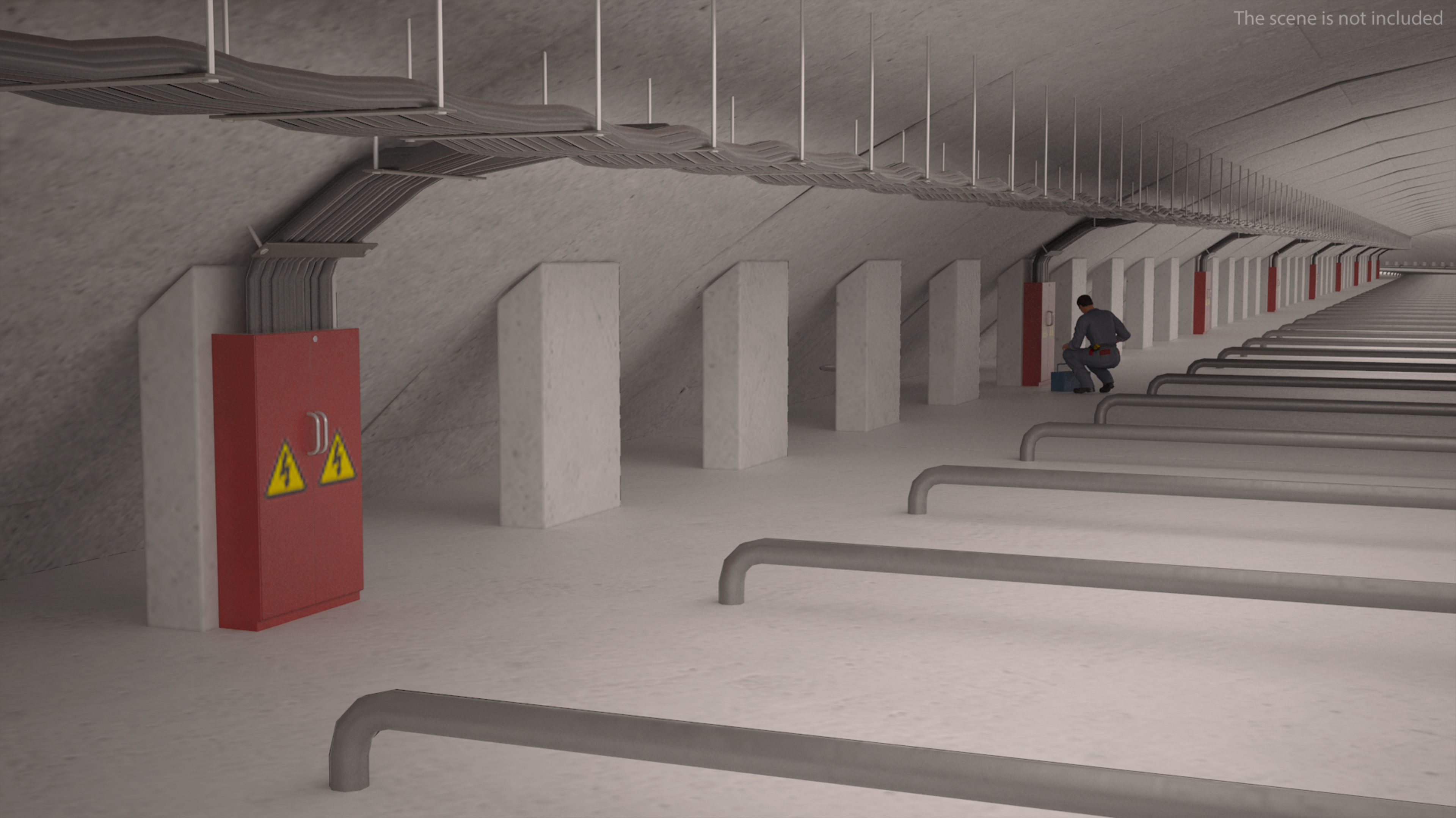 3D model Two Level Tunnel Cross Section with Cars