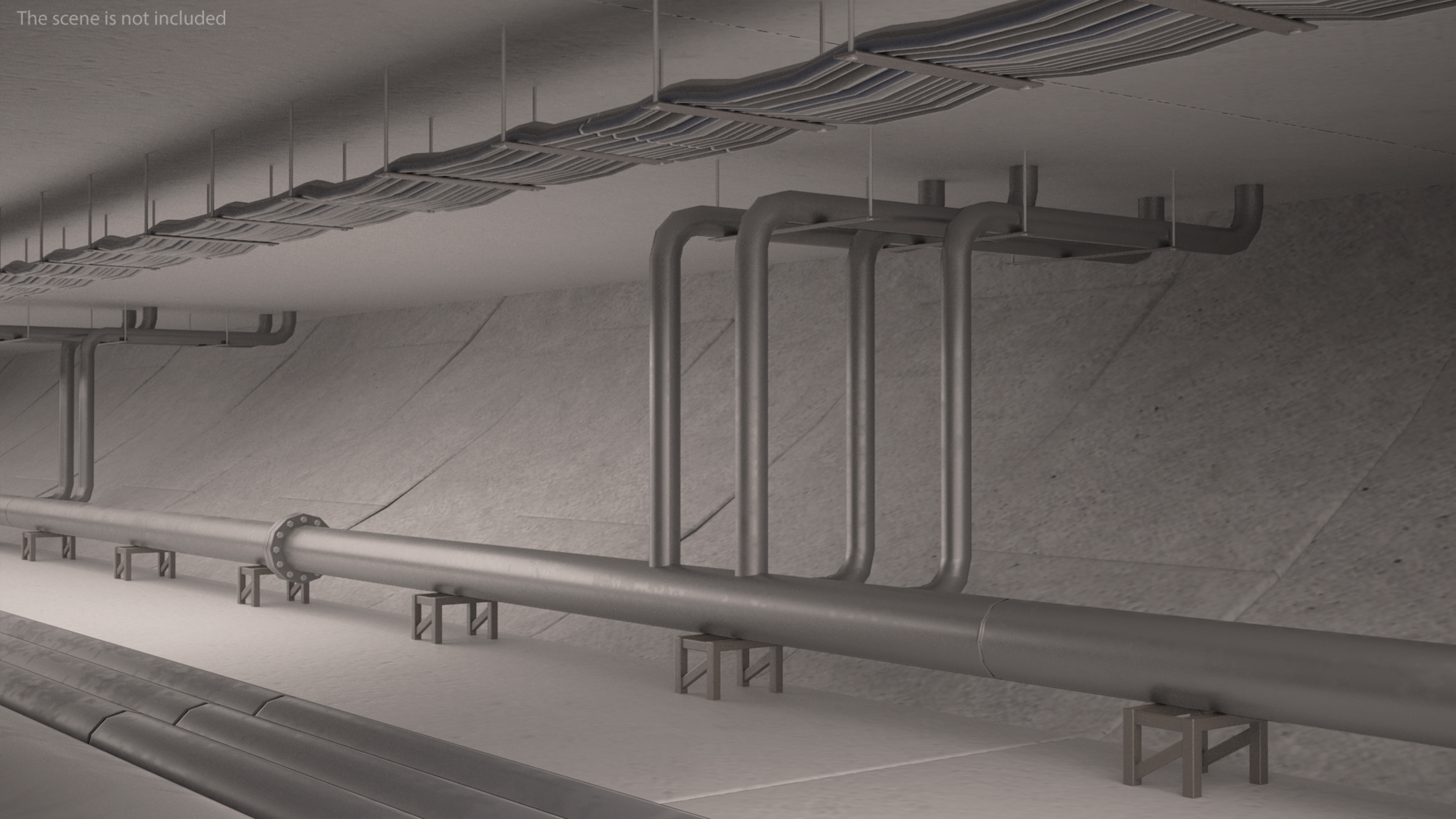 3D model Two Level Tunnel Cross Section with Cars