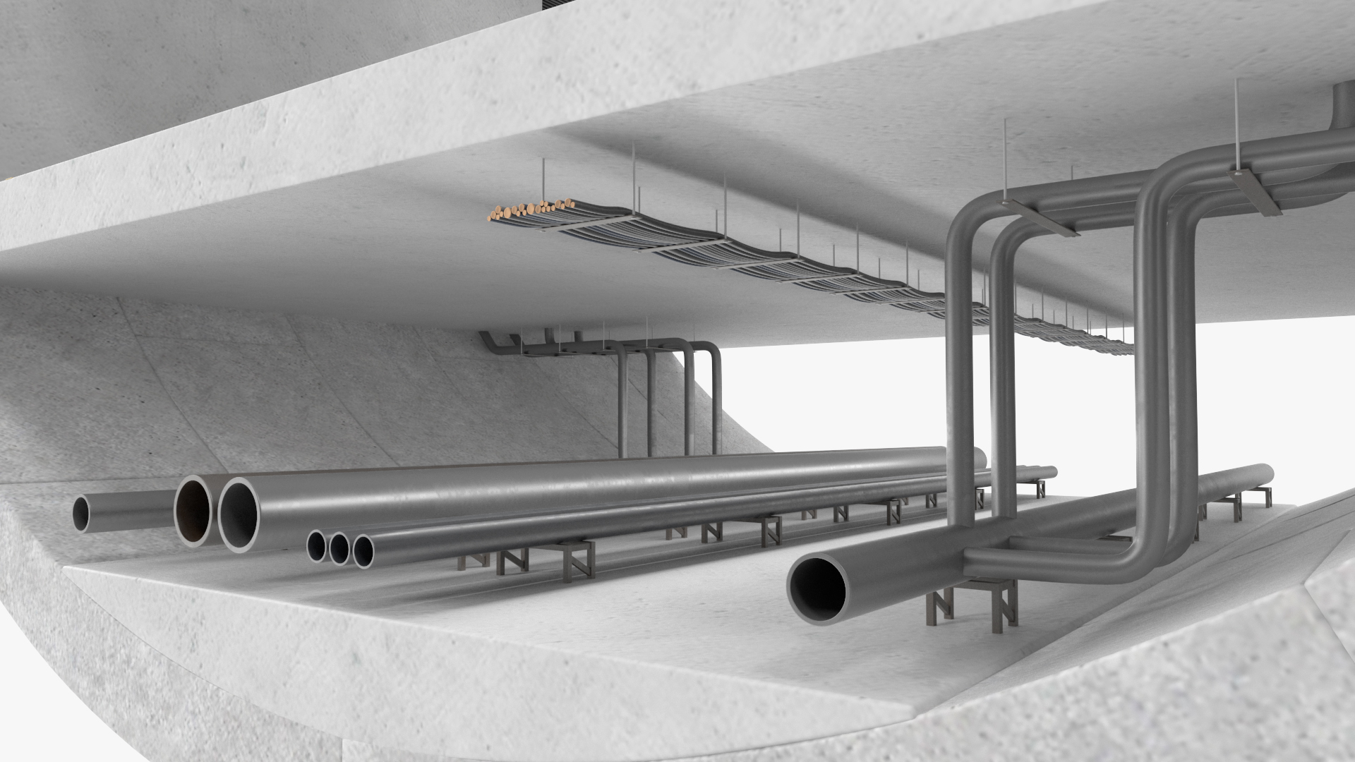 3D model Two Level Tunnel Cross Section with Cars