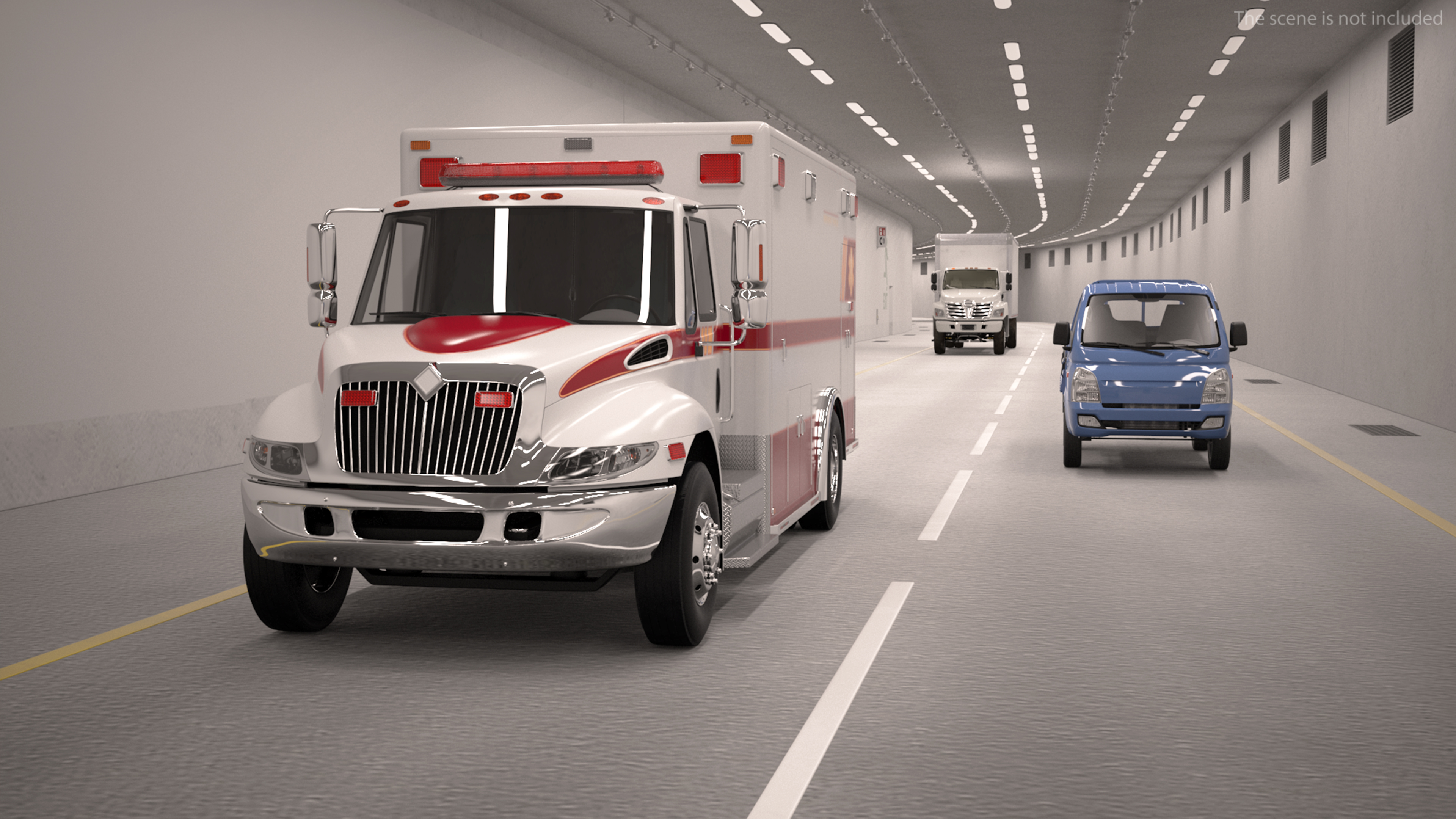 3D model Two Level Tunnel Cross Section with Cars