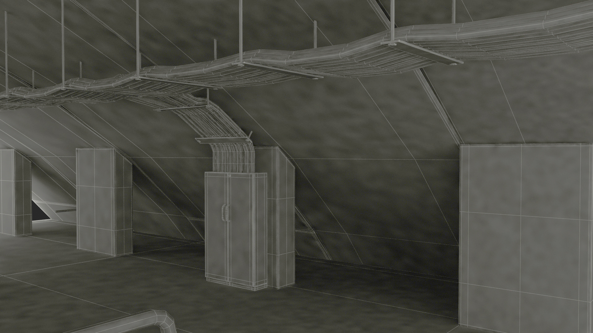 3D model Two Level Tunnel Cross Section with Cars