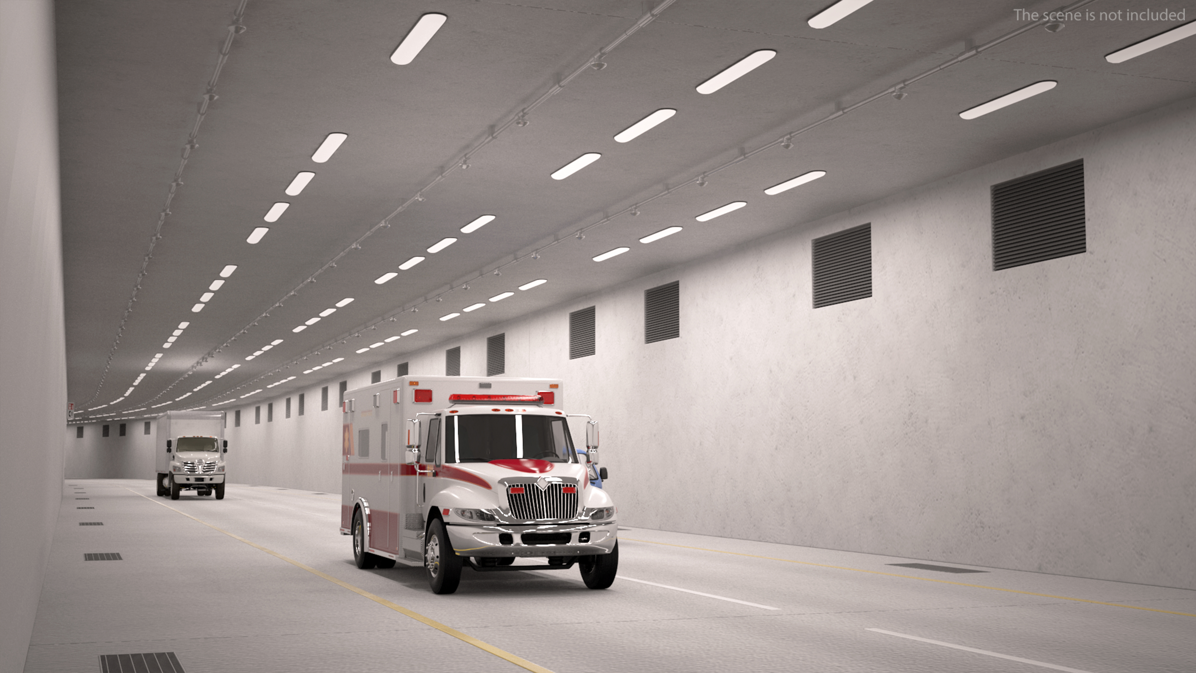3D model Two Level Tunnel Cross Section with Cars