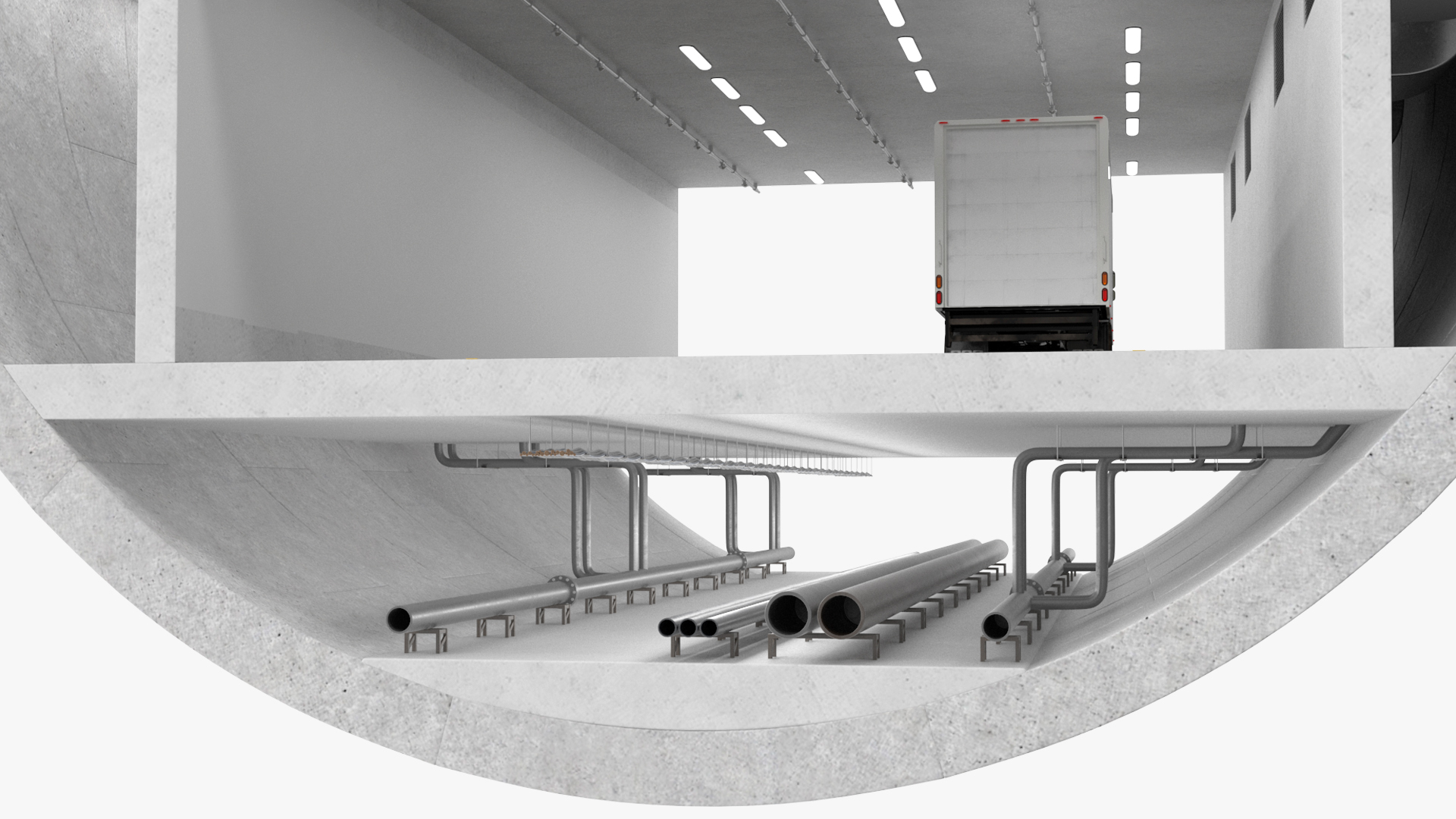 3D model Two Level Tunnel Cross Section with Cars
