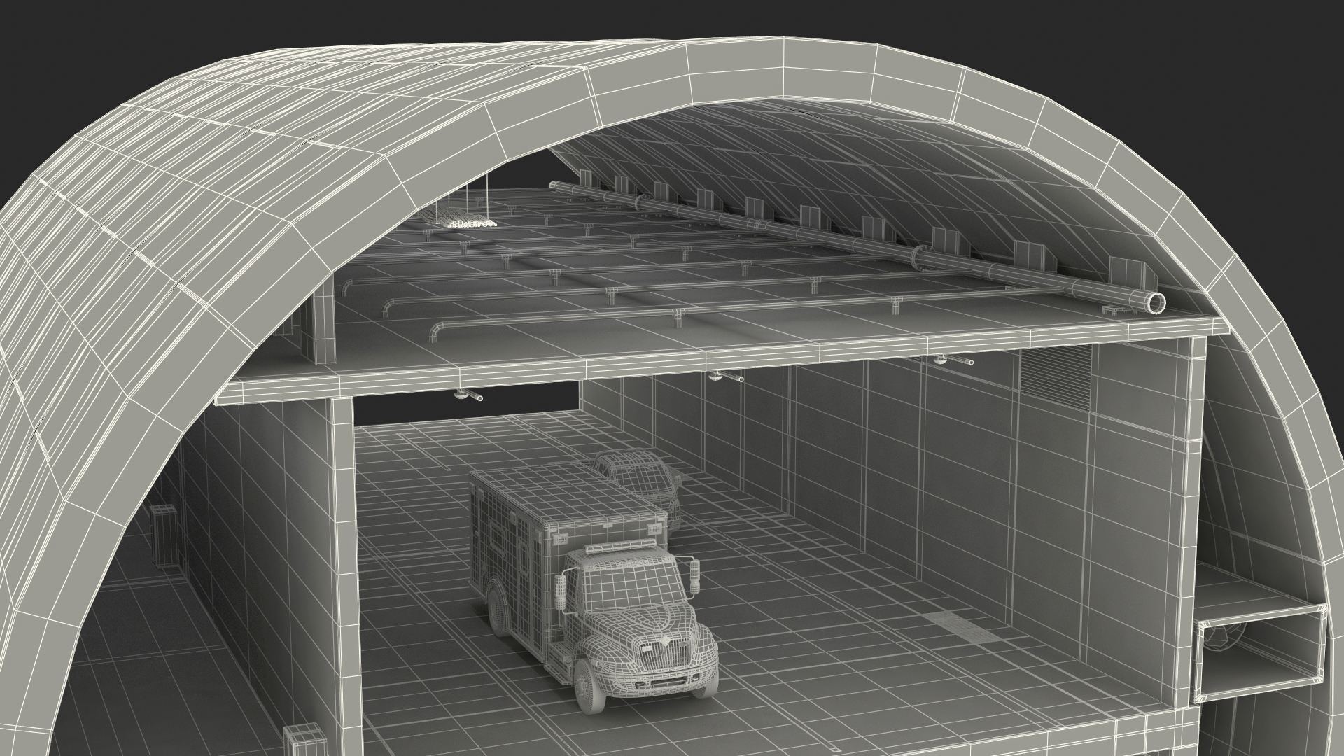 3D model Two Level Tunnel Cross Section with Cars