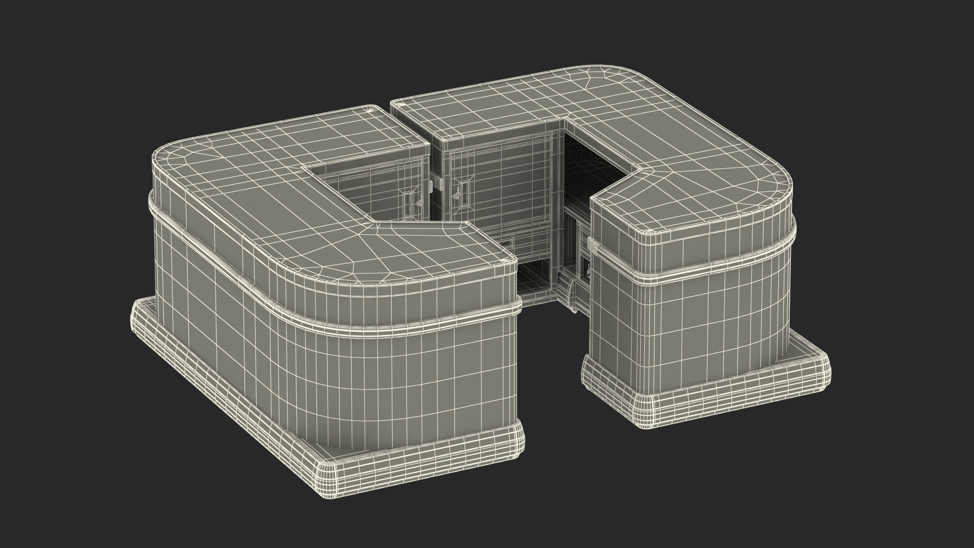 Supermarket Checkout Counters Dark Wood 3D model