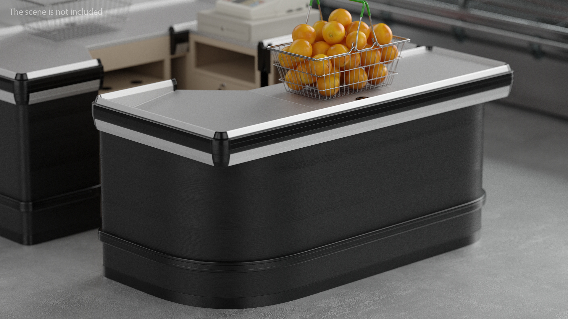 Supermarket Checkout Counters Dark Wood 3D model