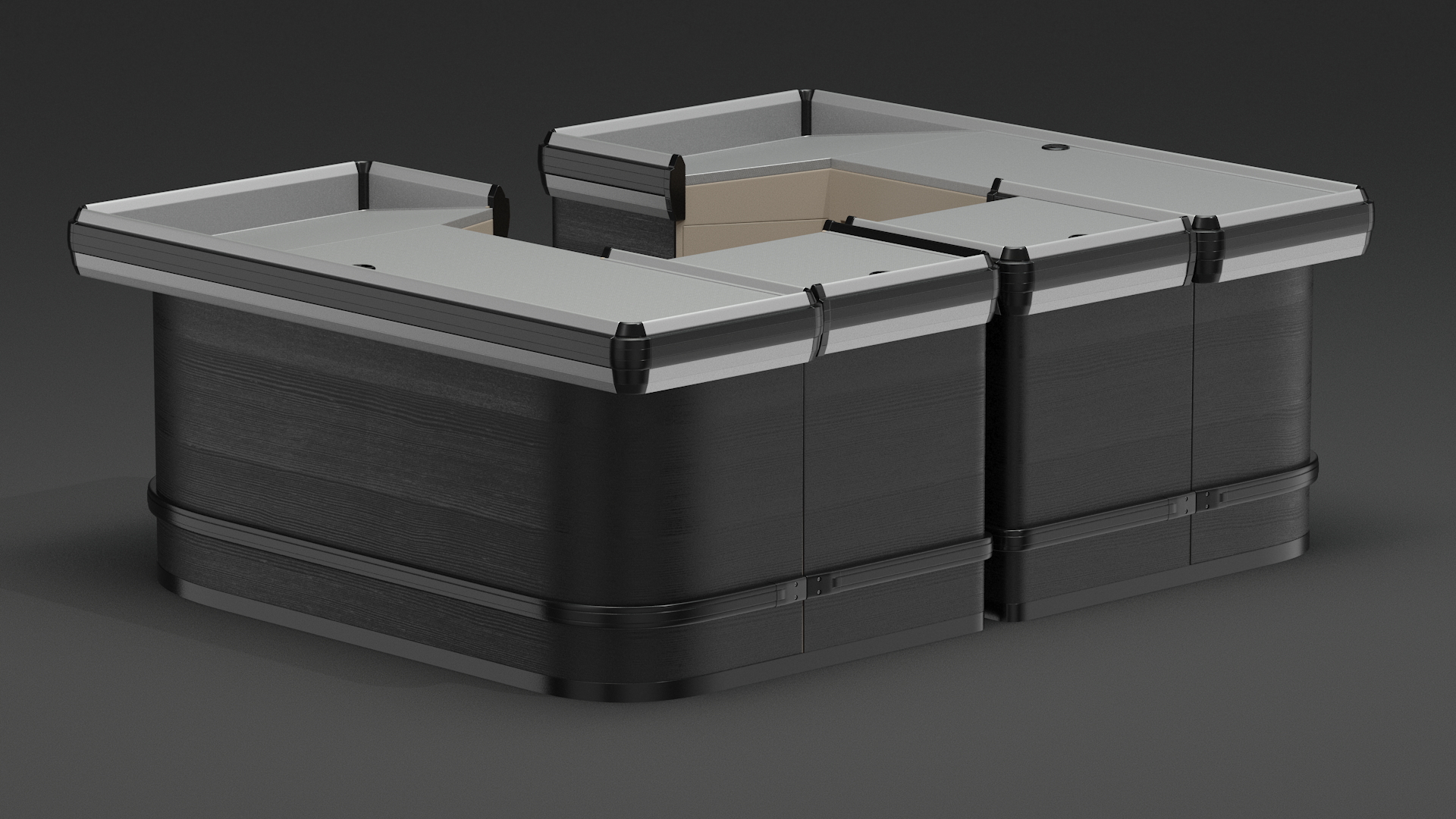 Supermarket Checkout Counters Dark Wood 3D model