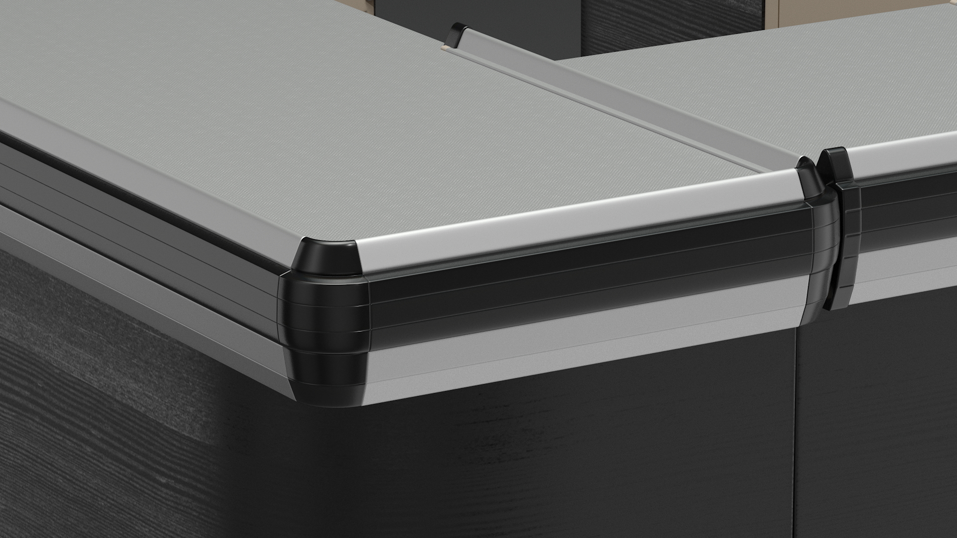 Supermarket Checkout Counters Dark Wood 3D model