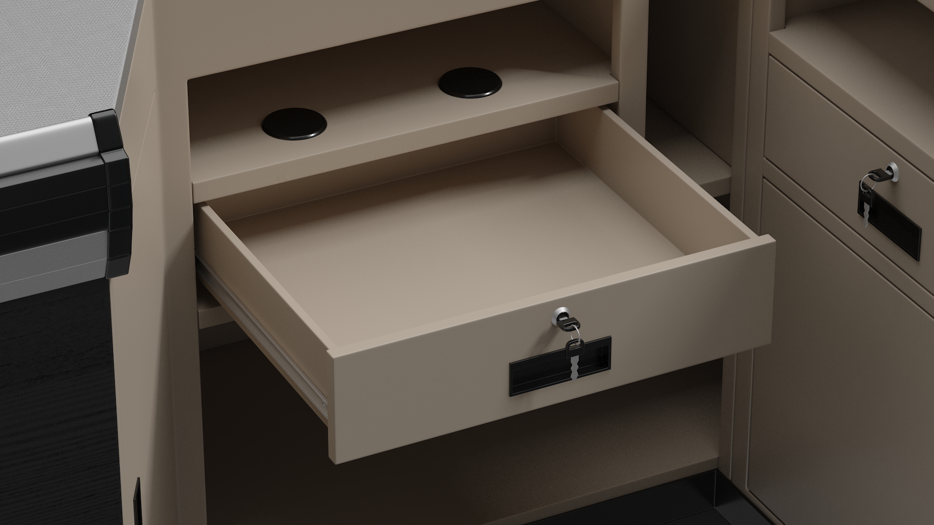 Supermarket Checkout Counters Dark Wood 3D model