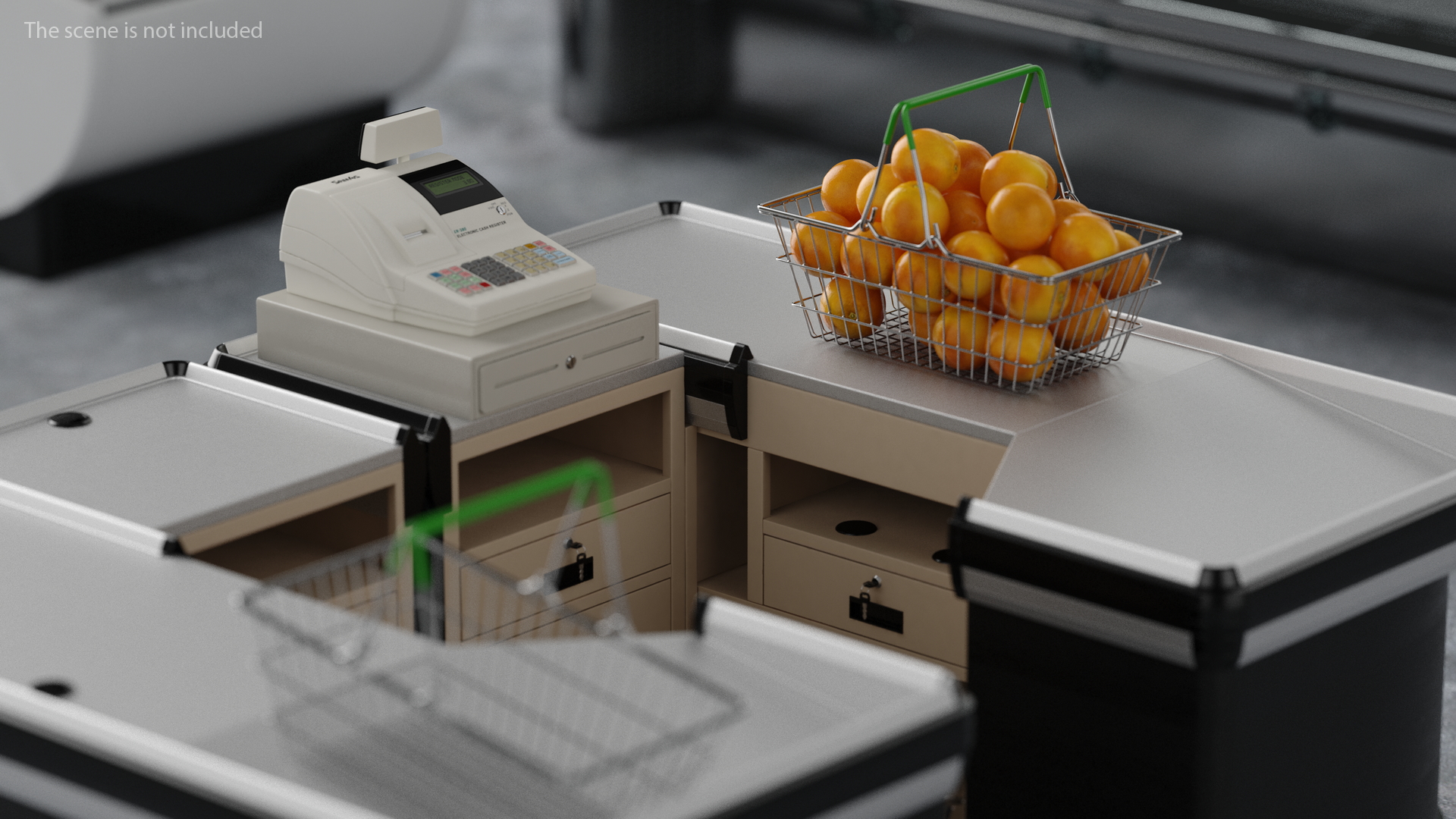 Supermarket Checkout Counters Dark Wood 3D model