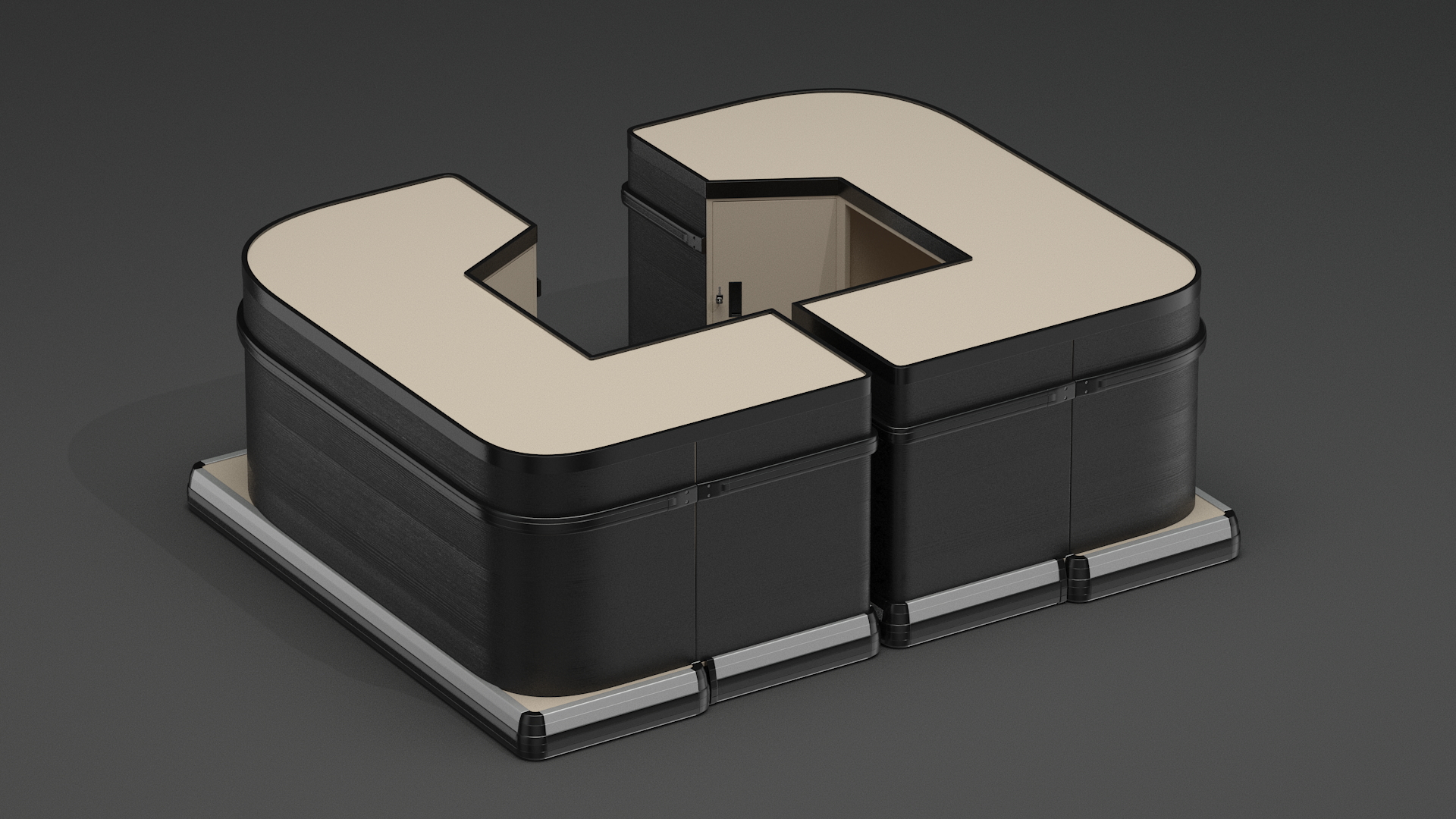 Supermarket Checkout Counters Dark Wood 3D model