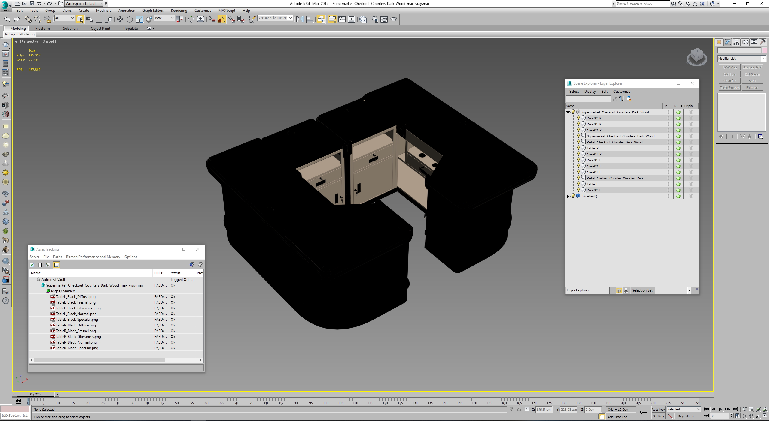 Supermarket Checkout Counters Dark Wood 3D model