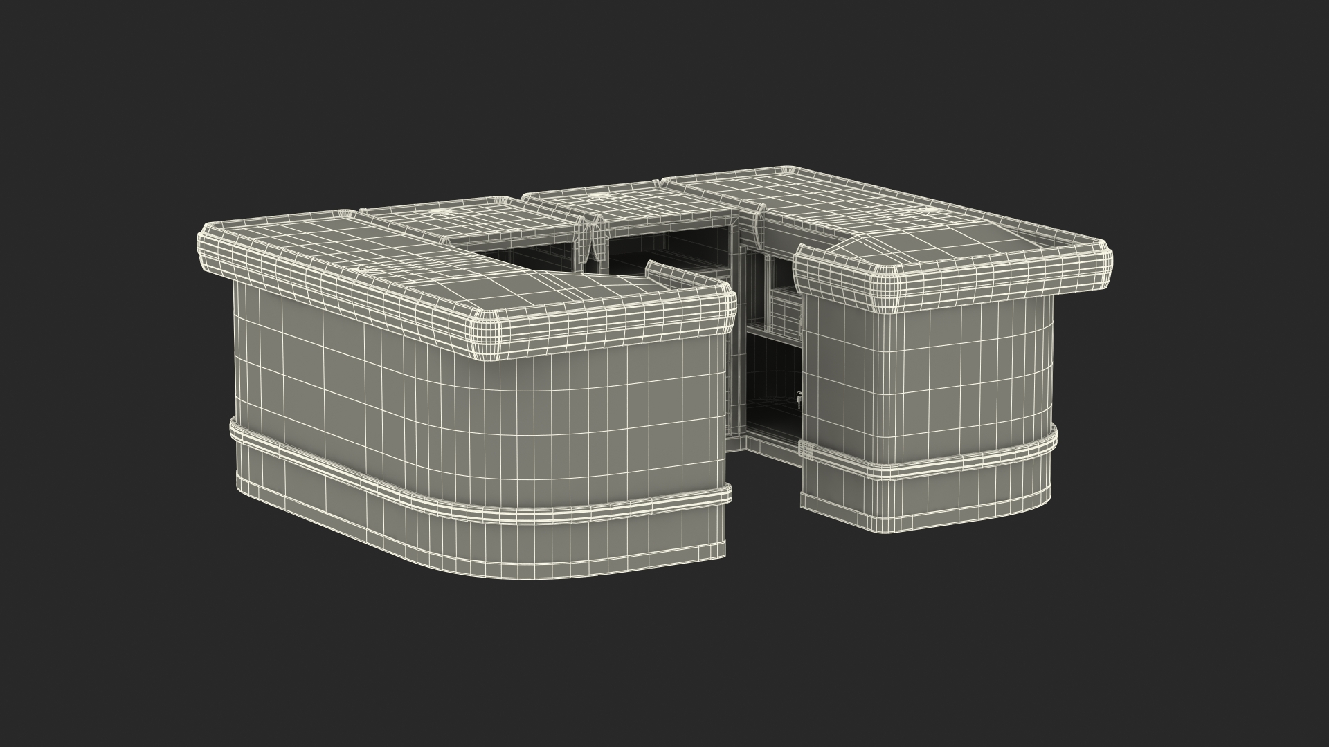 Supermarket Checkout Counters Dark Wood 3D model