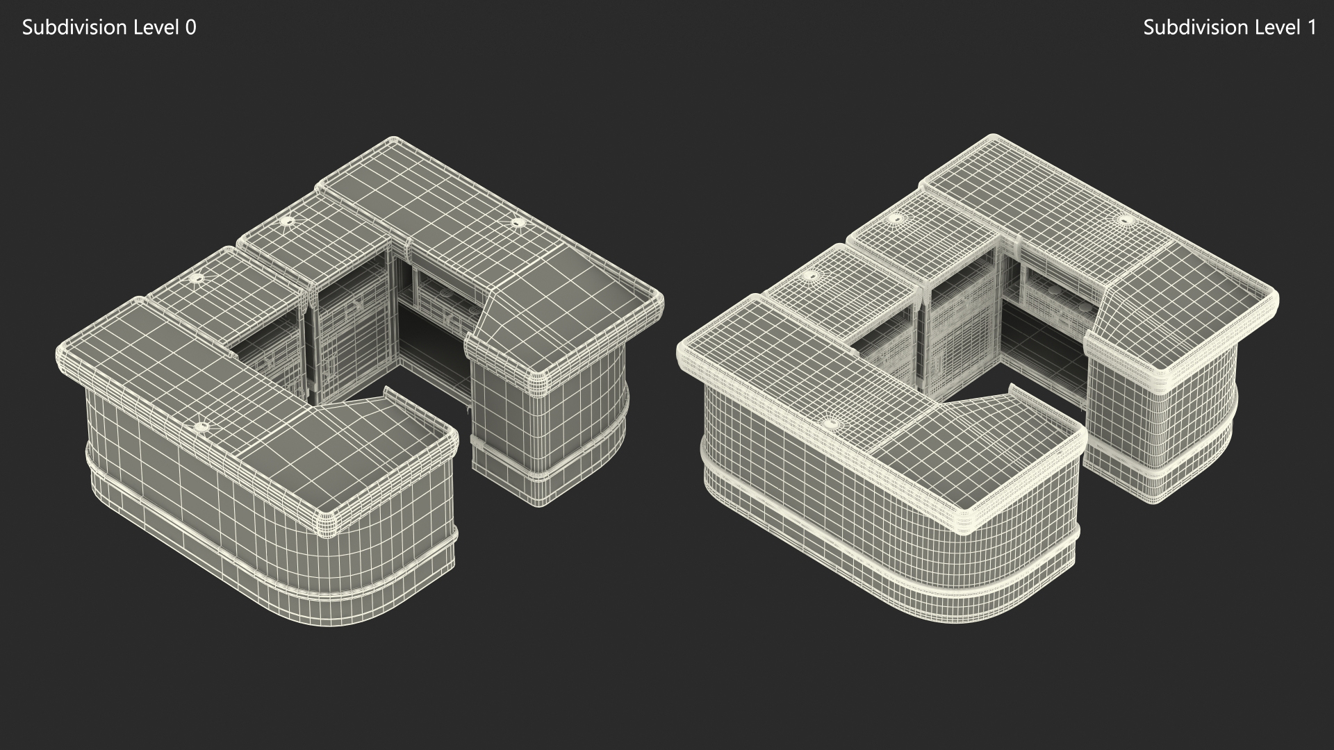 Supermarket Checkout Counters Dark Wood 3D model