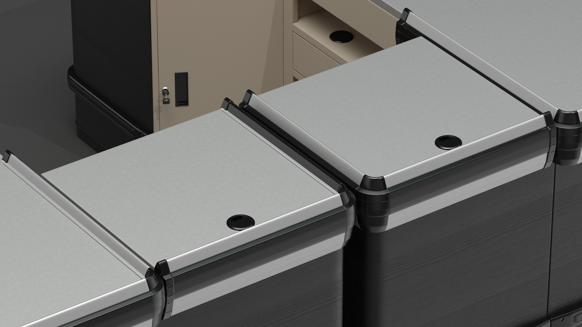 Supermarket Checkout Counters Dark Wood 3D model