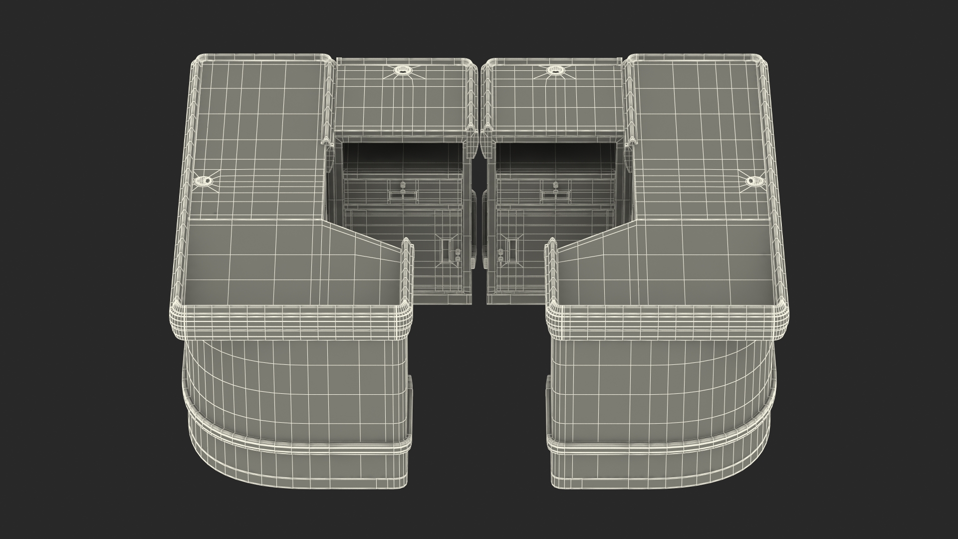 Supermarket Checkout Counters Dark Wood 3D model