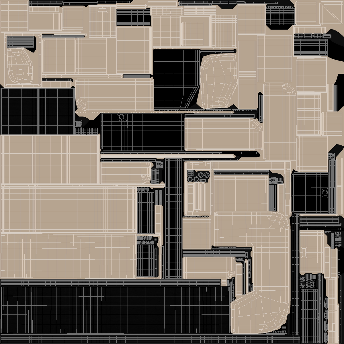 Supermarket Checkout Counters Dark Wood 3D model