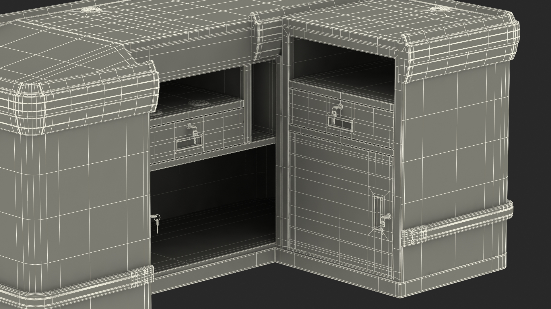 Supermarket Checkout Counters Dark Wood 3D model