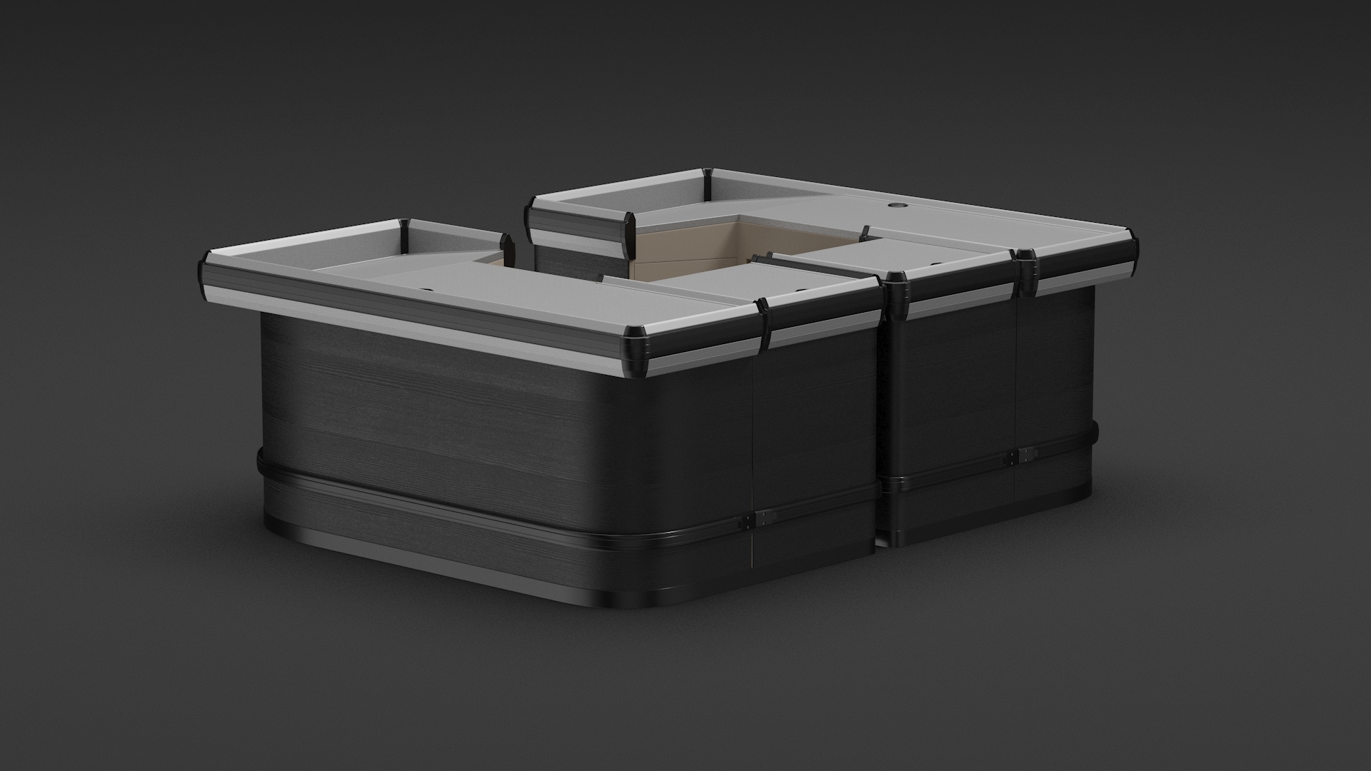 Supermarket Checkout Counters Dark Wood 3D model