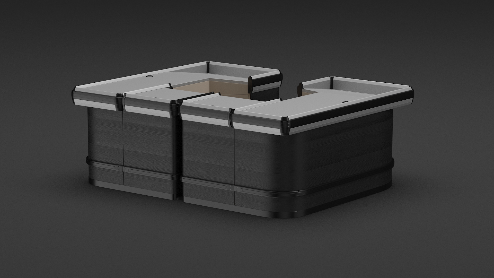 Supermarket Checkout Counters Dark Wood 3D model