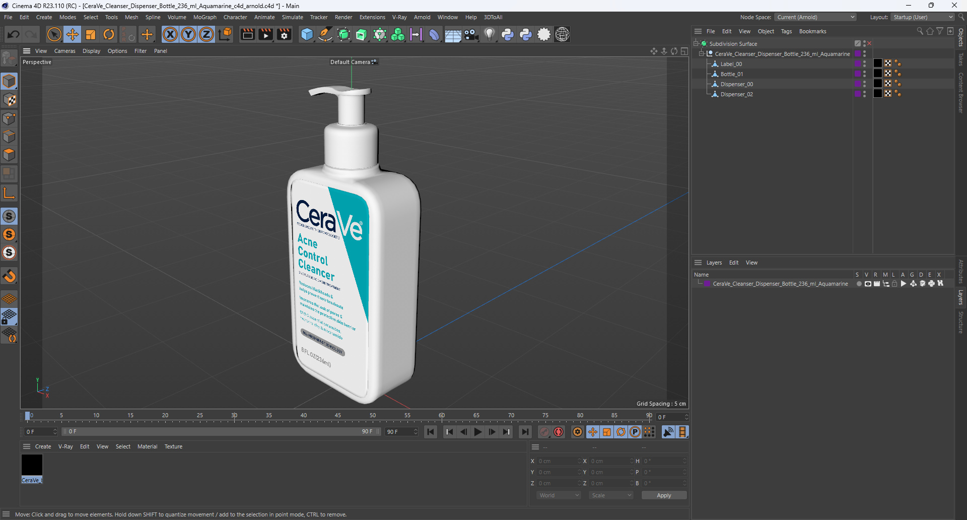 3D model CeraVe Cleanser Dispenser Bottle 236 ml Aquamarine