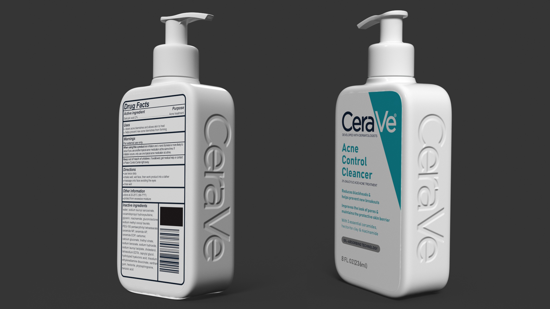 3D model CeraVe Cleanser Dispenser Bottle 236 ml Aquamarine