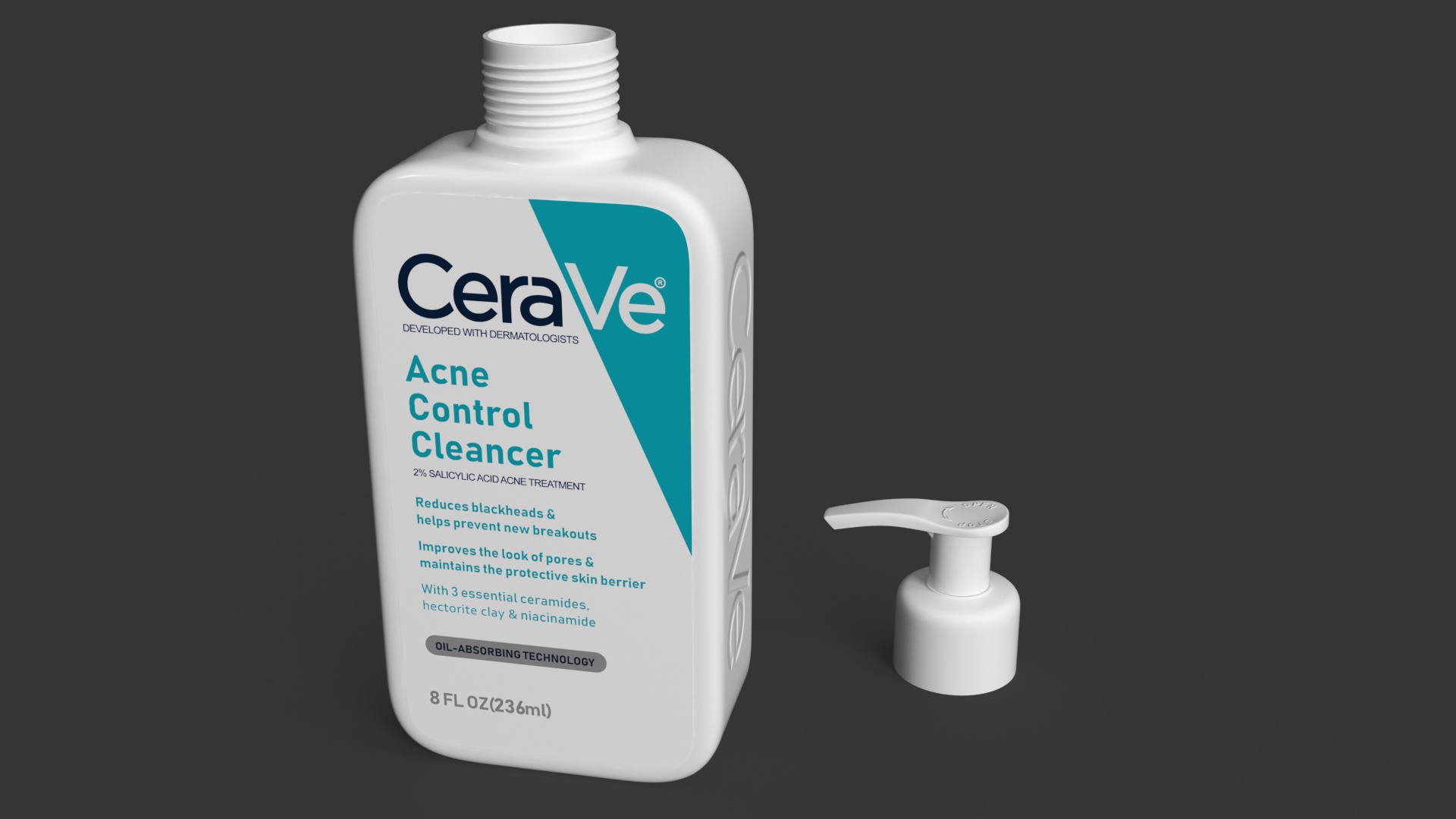 3D model CeraVe Cleanser Dispenser Bottle 236 ml Aquamarine