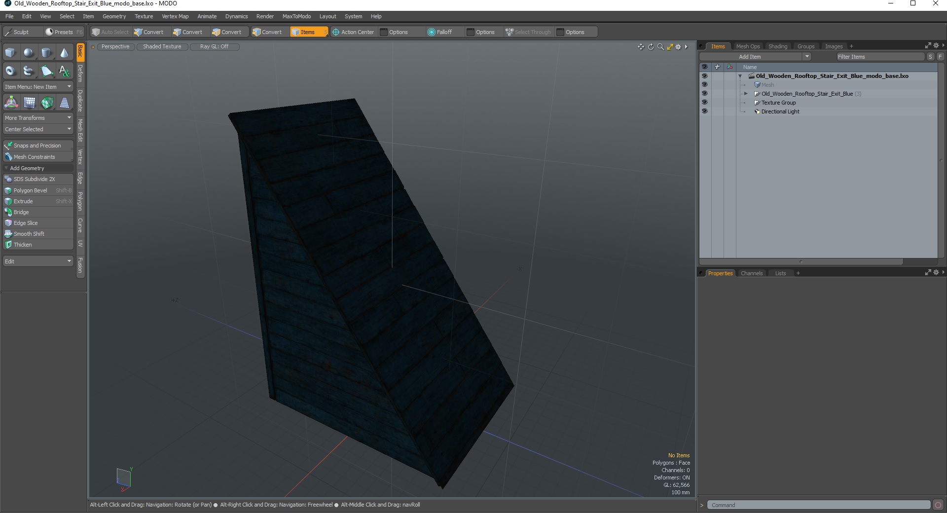 Old Wooden Rooftop Stair Exit Blue 3D model