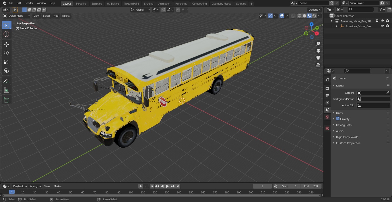 American School Bus 3D model