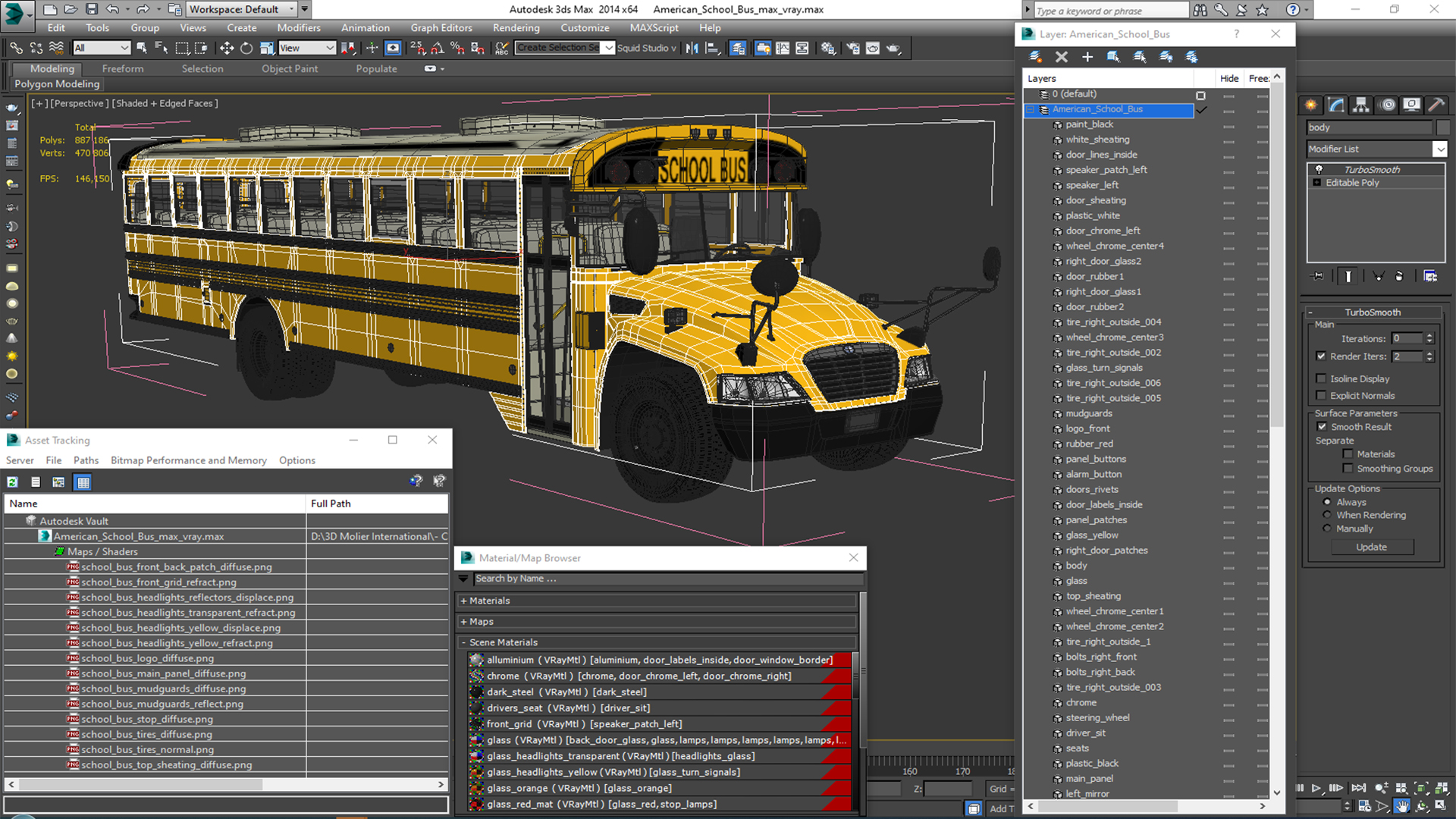 American School Bus 3D model
