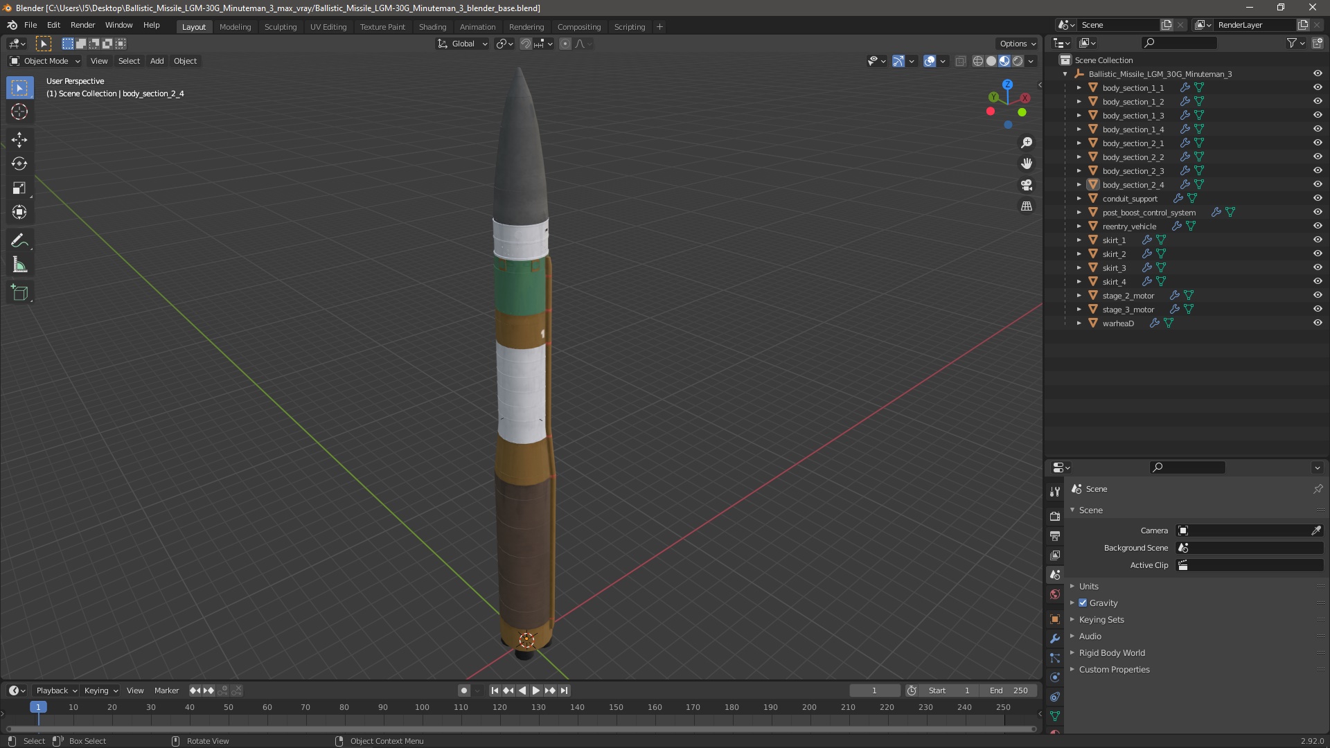 Ballistic Missile LGM-30G Minuteman 3 3D