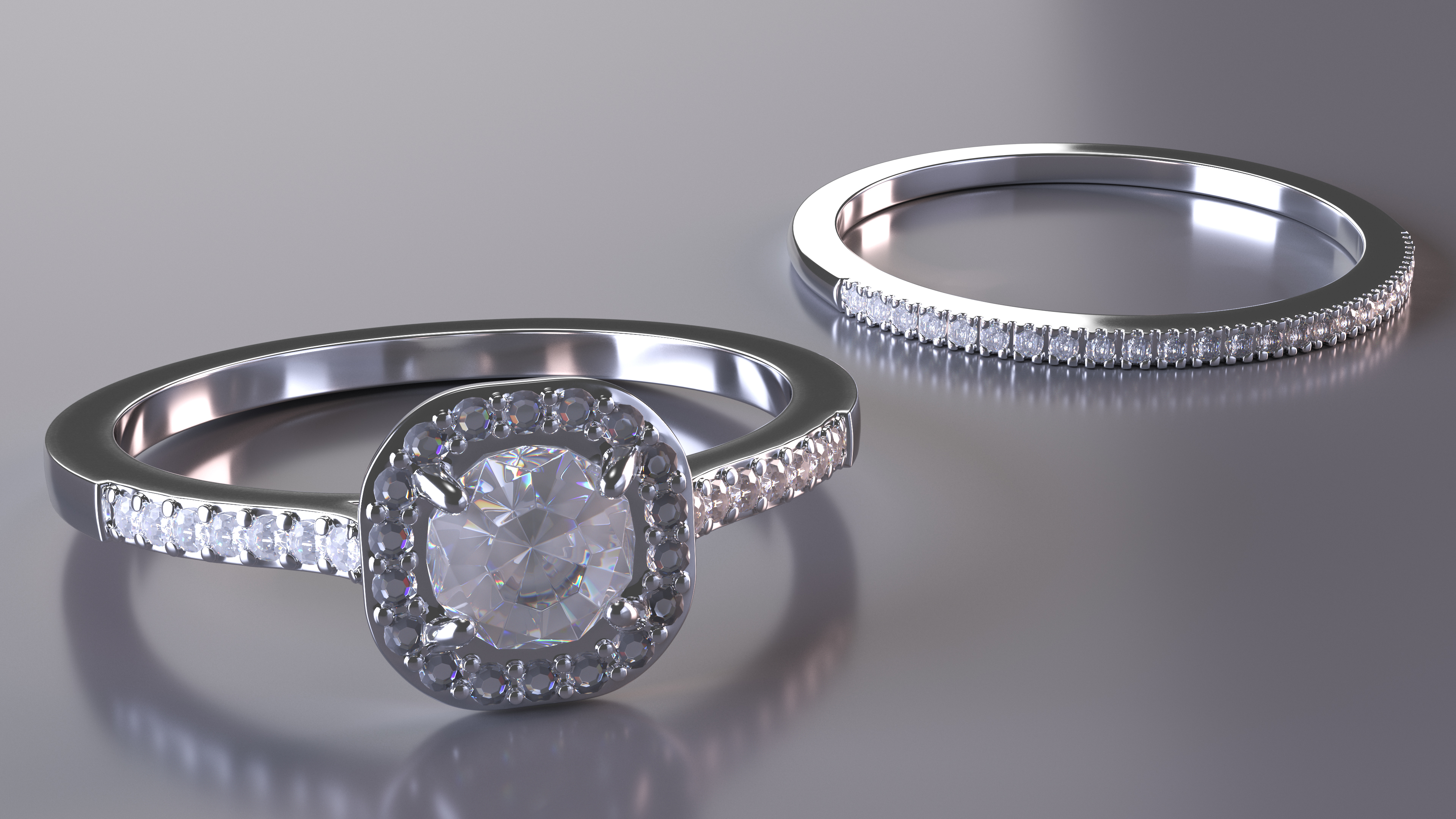 Engagement Rings Silver Color 3D model