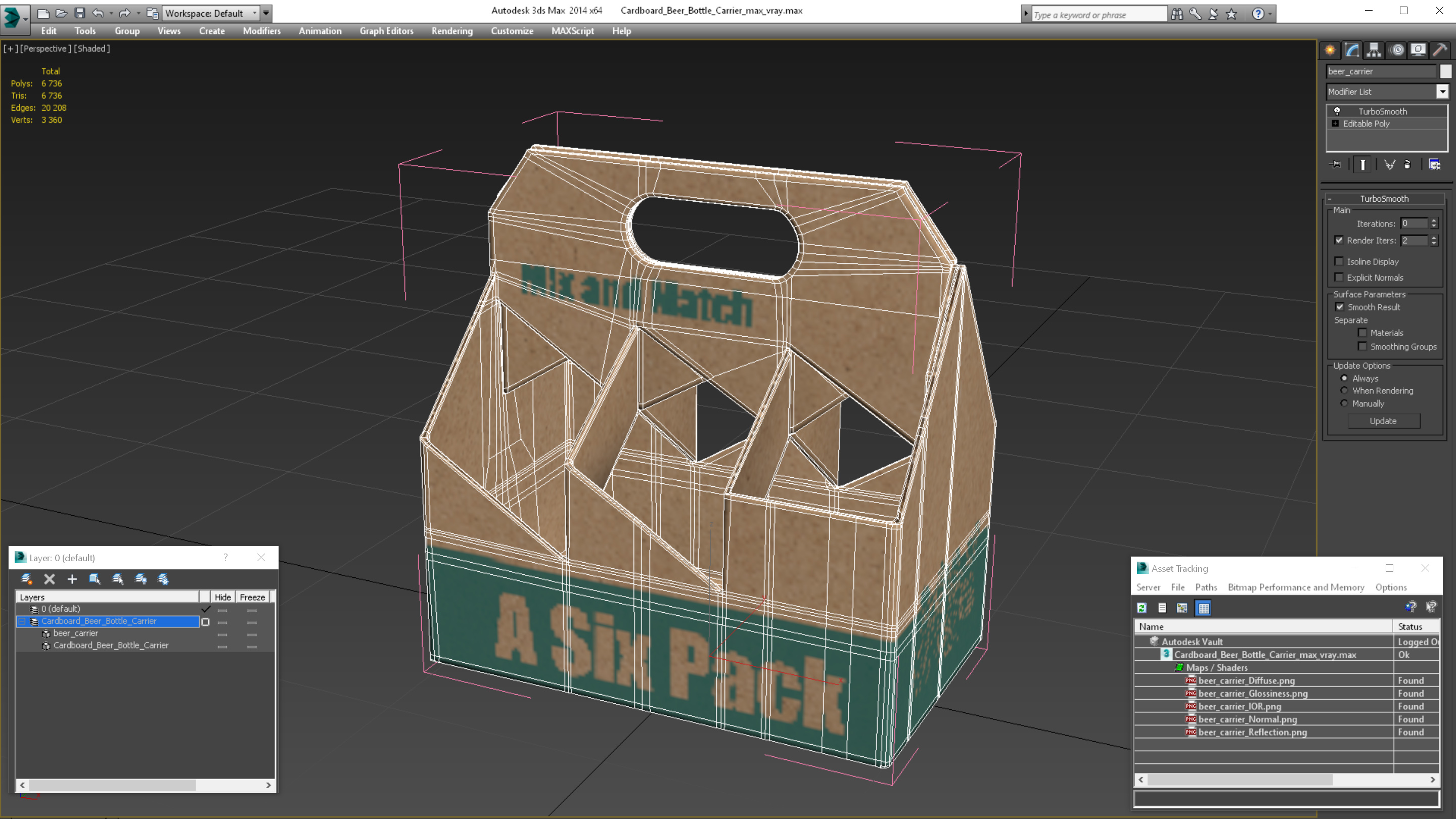 Cardboard Beer Bottle Carrier 3D model