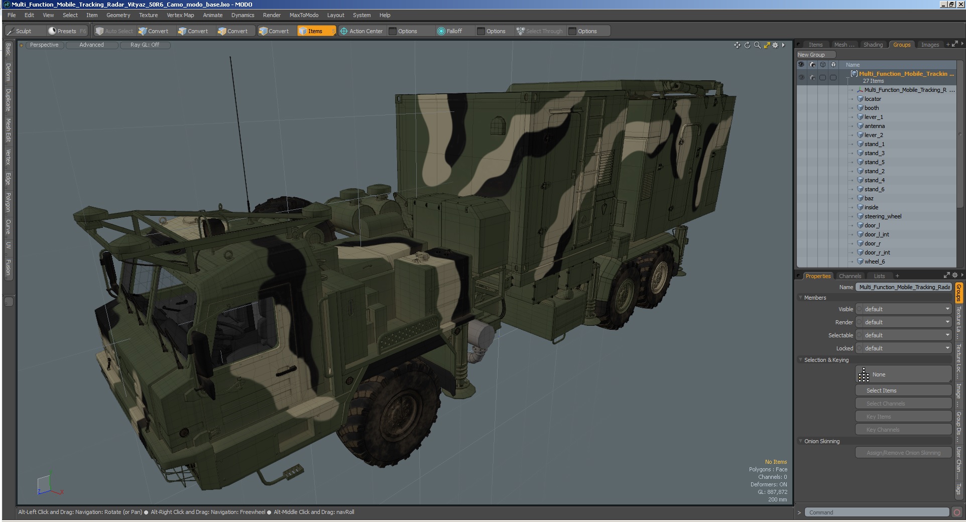 3D Multi Function Mobile Tracking Radar Vityaz 50R6 Camo model