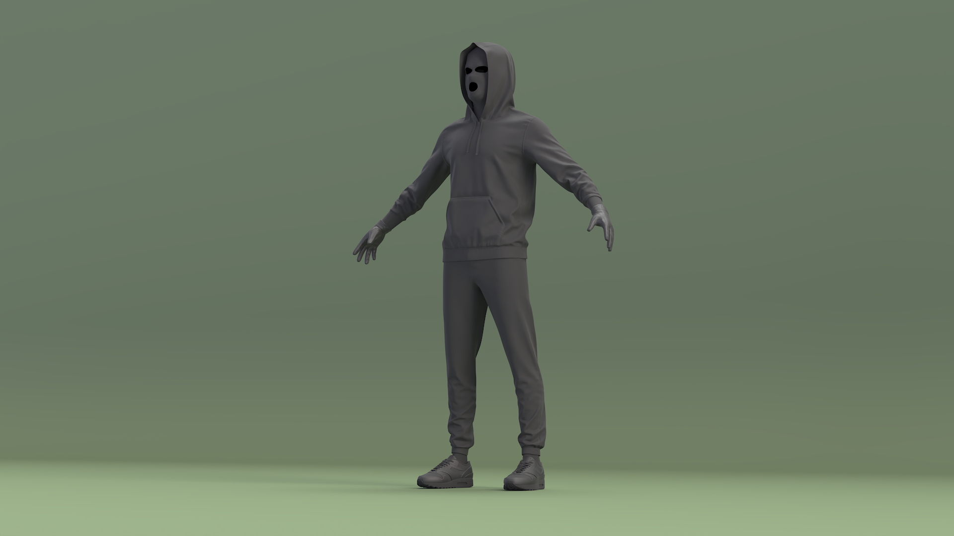 3D model Burglar Black Full Outfit with Hood