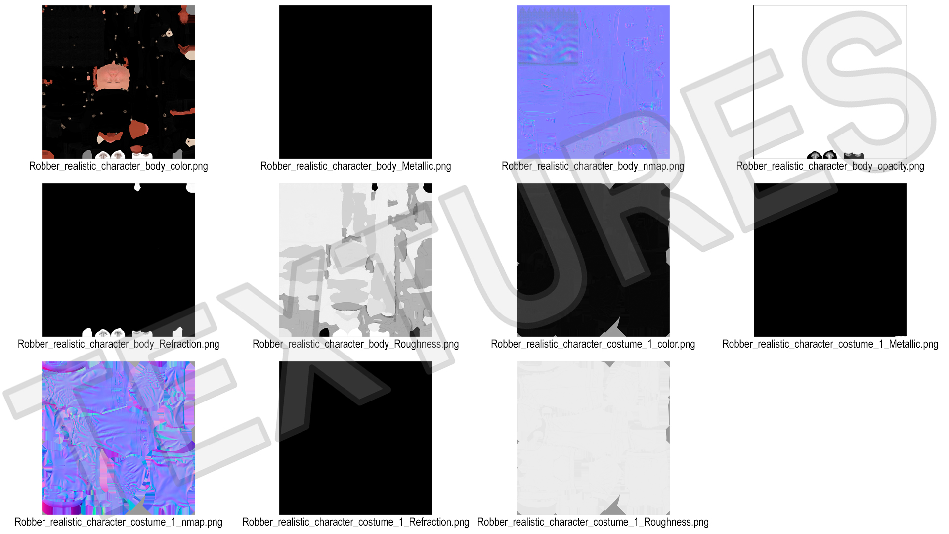 3D model Burglar Black Full Outfit with Hood