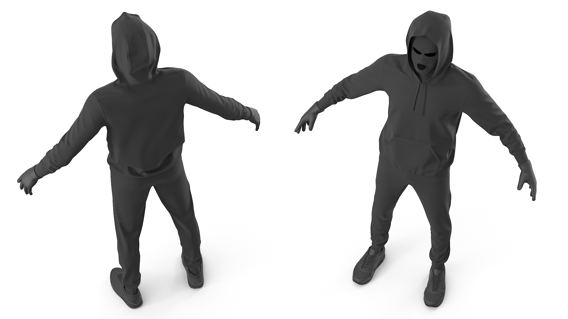 3D model Burglar Black Full Outfit with Hood
