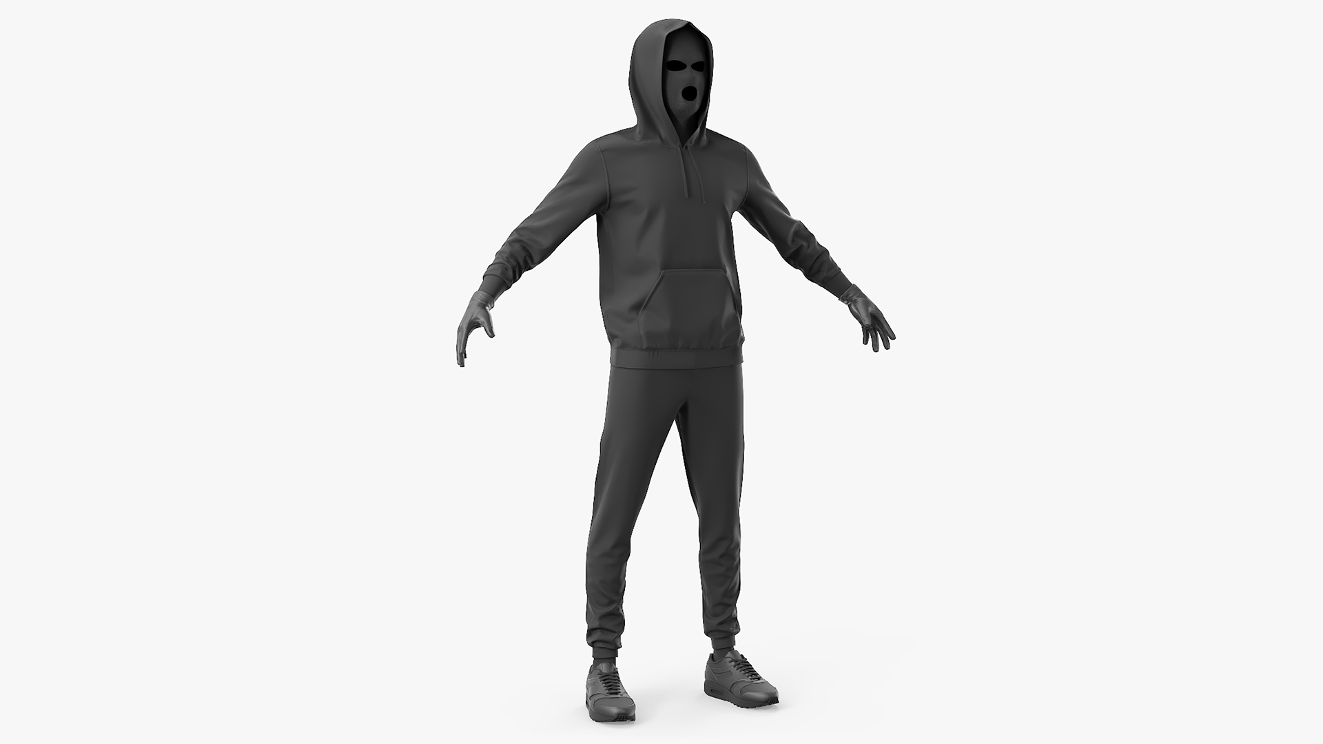3D model Burglar Black Full Outfit with Hood
