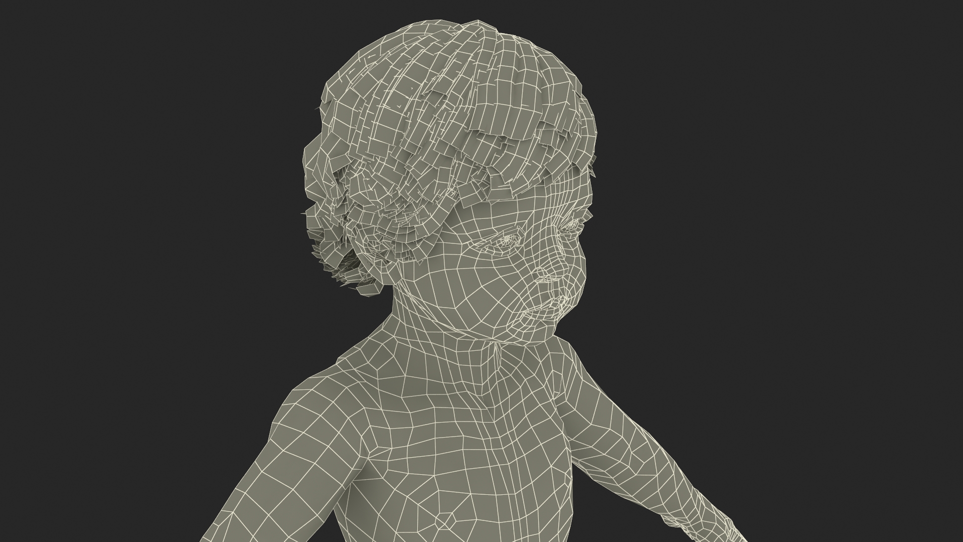 Boy Aged 1 Year in Diaper Rigged 3D